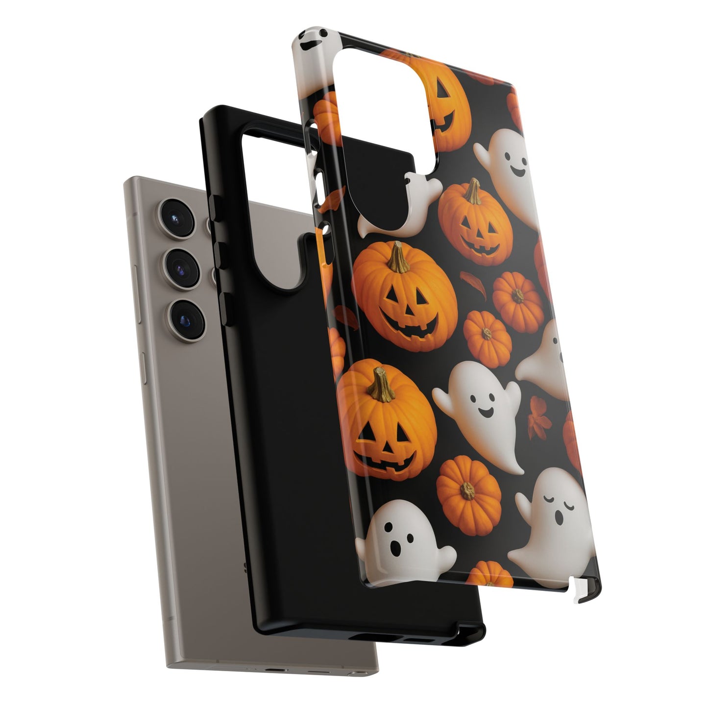 Halloween Phone Case, Spooky Ghosts and Pumpkins Design