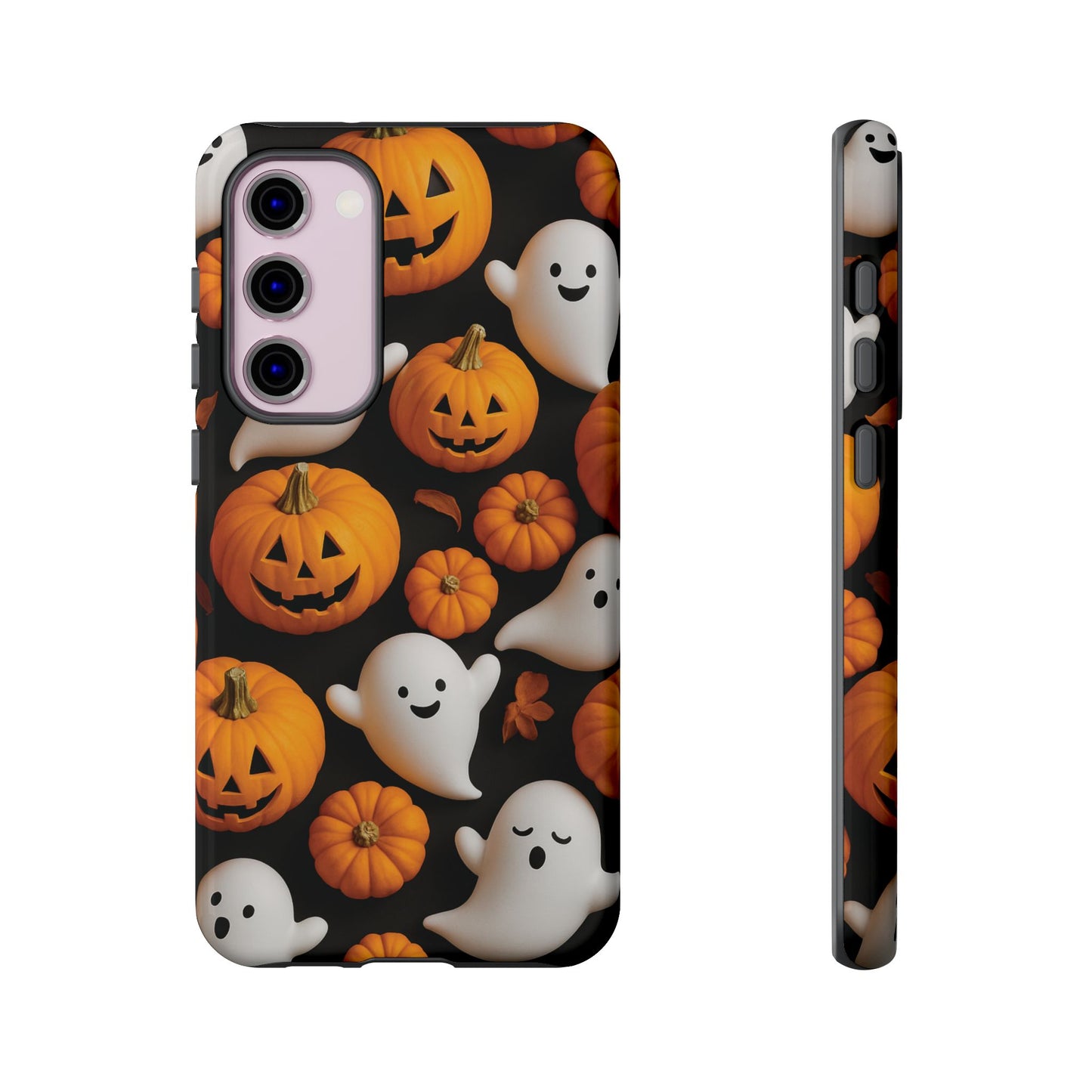 Halloween Phone Case, Spooky Ghosts and Pumpkins Design