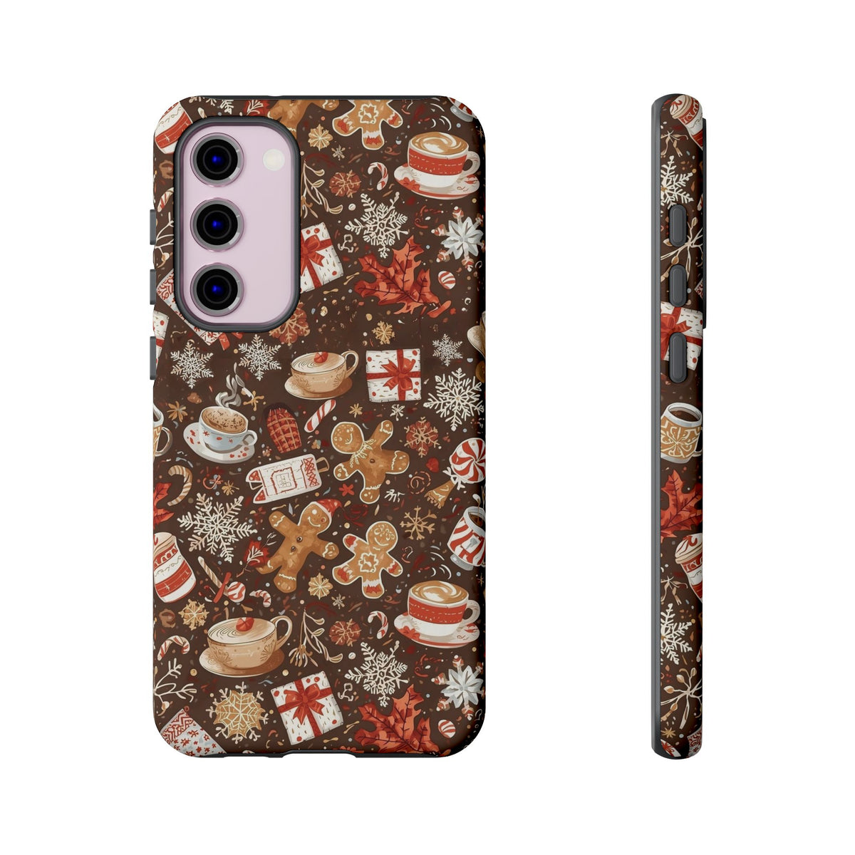 Christmas Phone Case, Festive Holiday Phone Case with Gingerbread and Cocoa Design for Iphone & Samsung