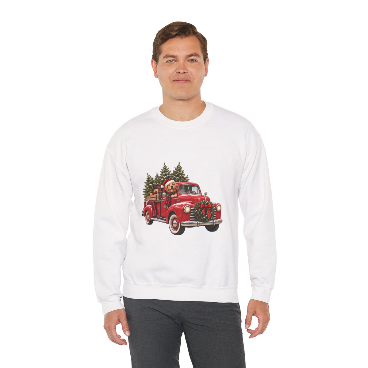 Vintage Red Truck Christmas Sweatshirt, Unisex Sweatshirt