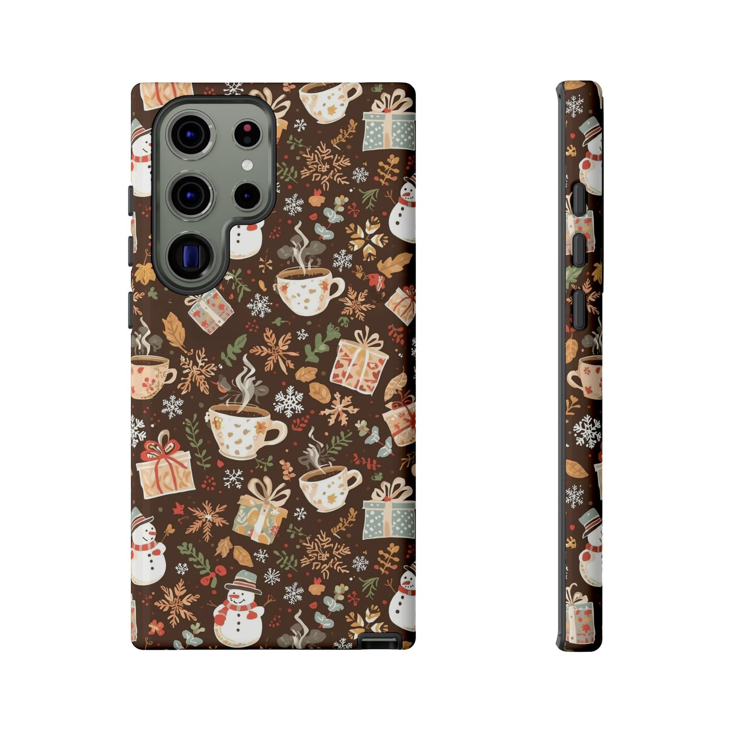 Christmas Phone Case, Winter Holiday Phone Case with Snowmen and Gifts Design for Iphone 17, 16, 15, 14, 13, 12, 11 & Samsung