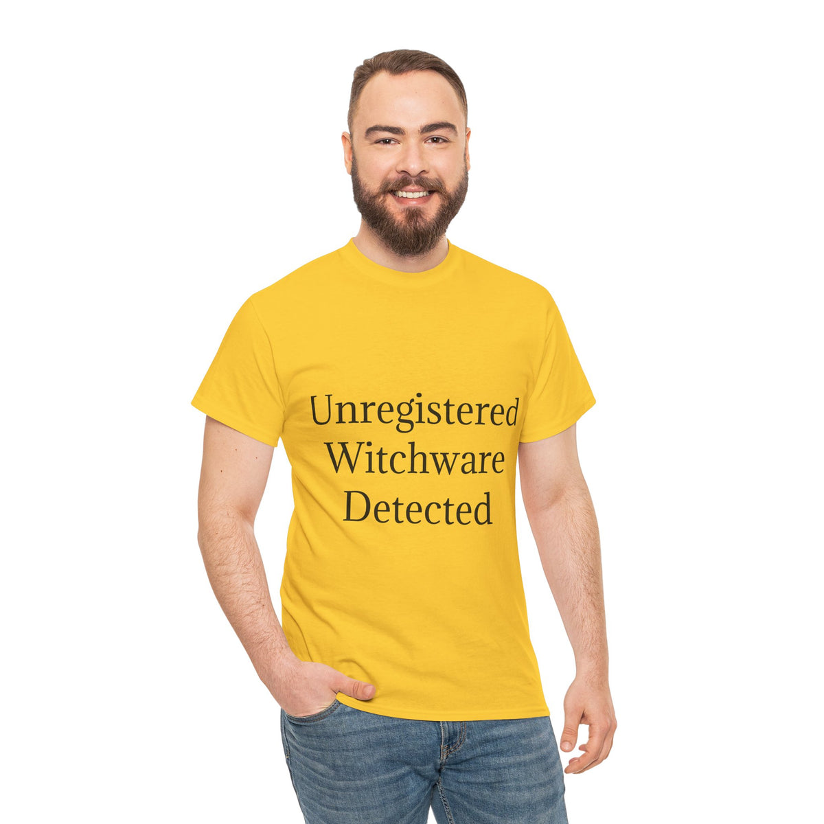 Unisex Heavy Cotton Tee - Unregistered Witchware Detected, Witchy Apparel, Halloween Tee