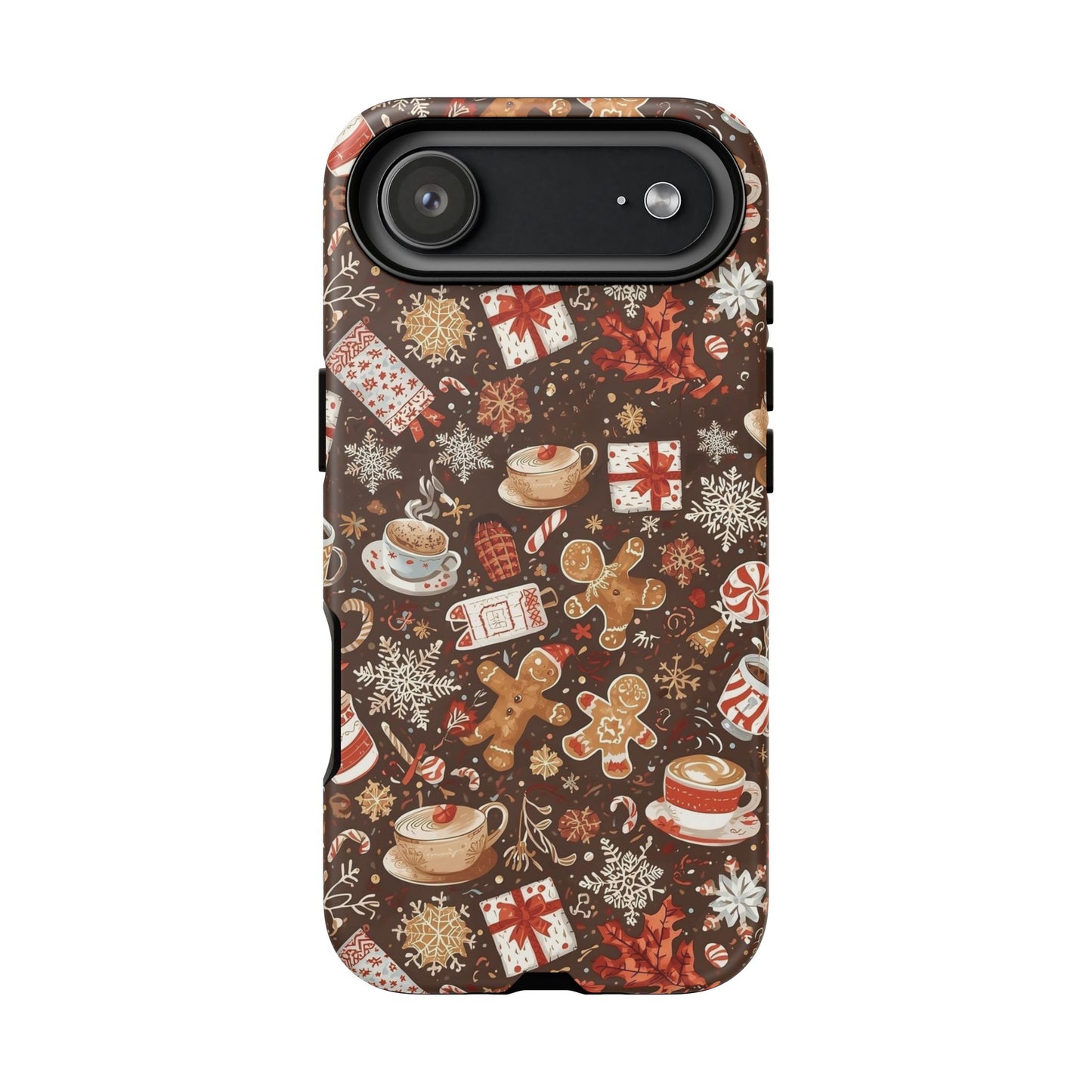 Christmas Phone Case, Festive Holiday Phone Case with Gingerbread and Cocoa Design for Iphone 17, 16, 15, 14, 13, 12, 11 & Samsung