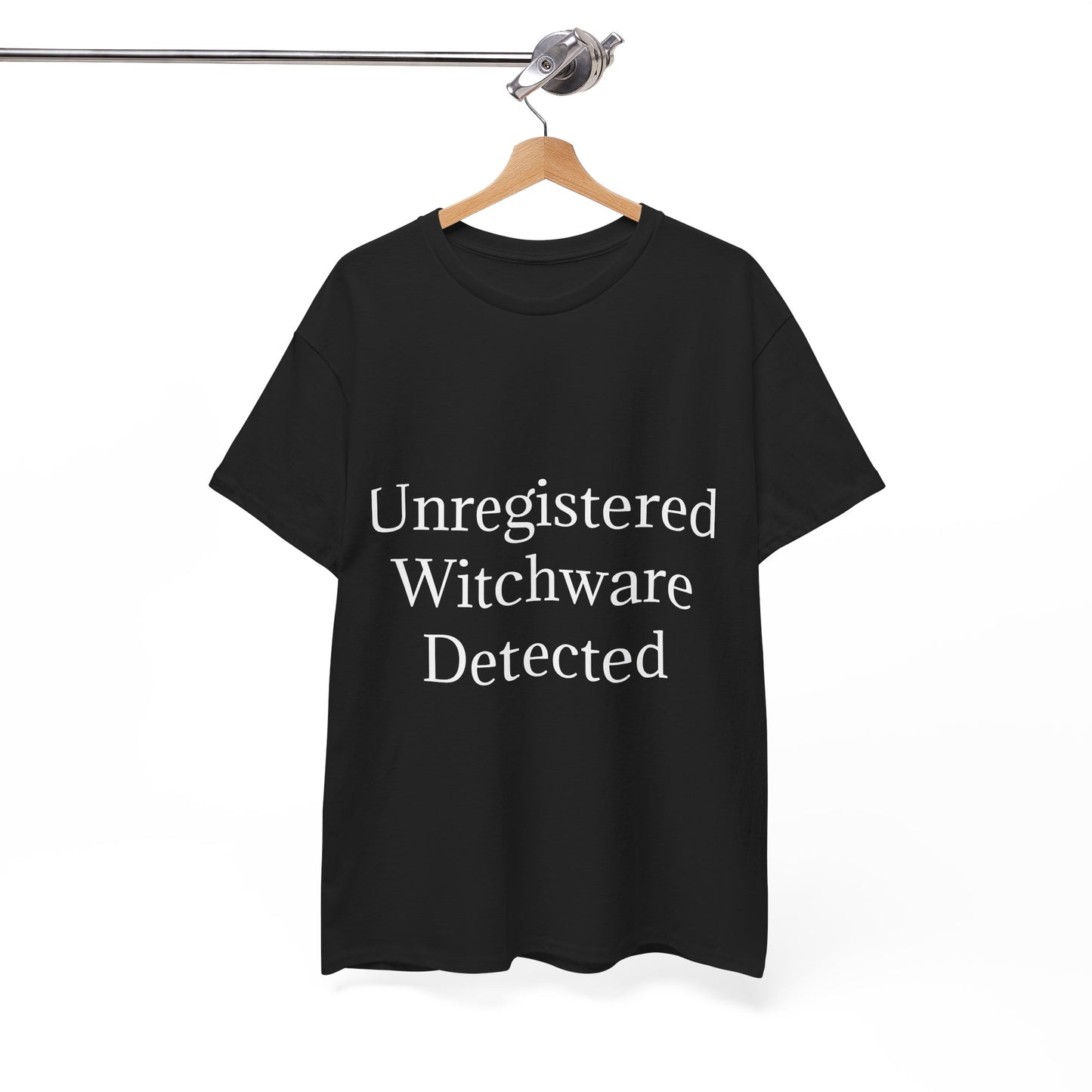 Unisex Heavy Cotton Tee - Unregistered Witchware Detected, Witchy Apparel, Halloween Tee