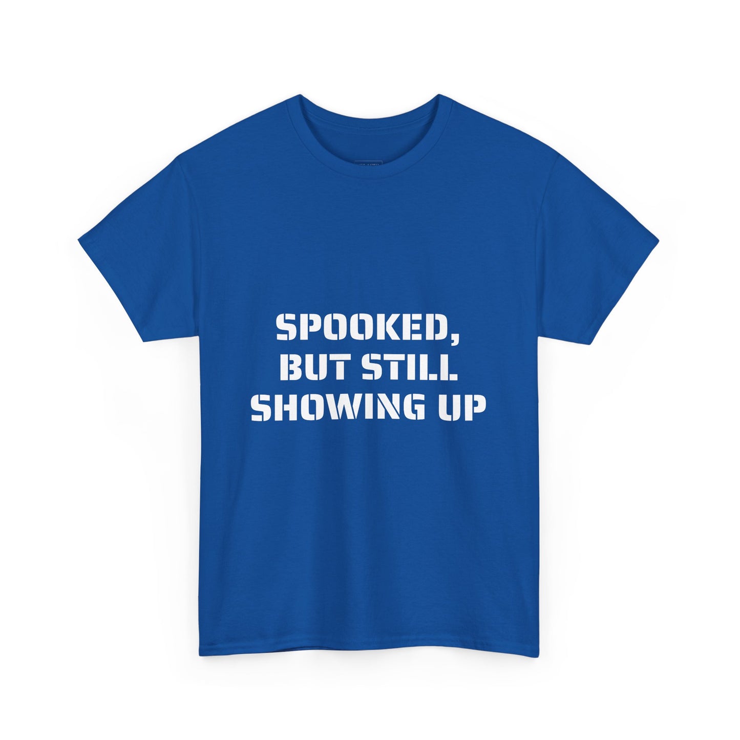 Spooked, But Still Showing Up Unisex Heavy Cotton Tee | Halloween, Funny T-Shirt