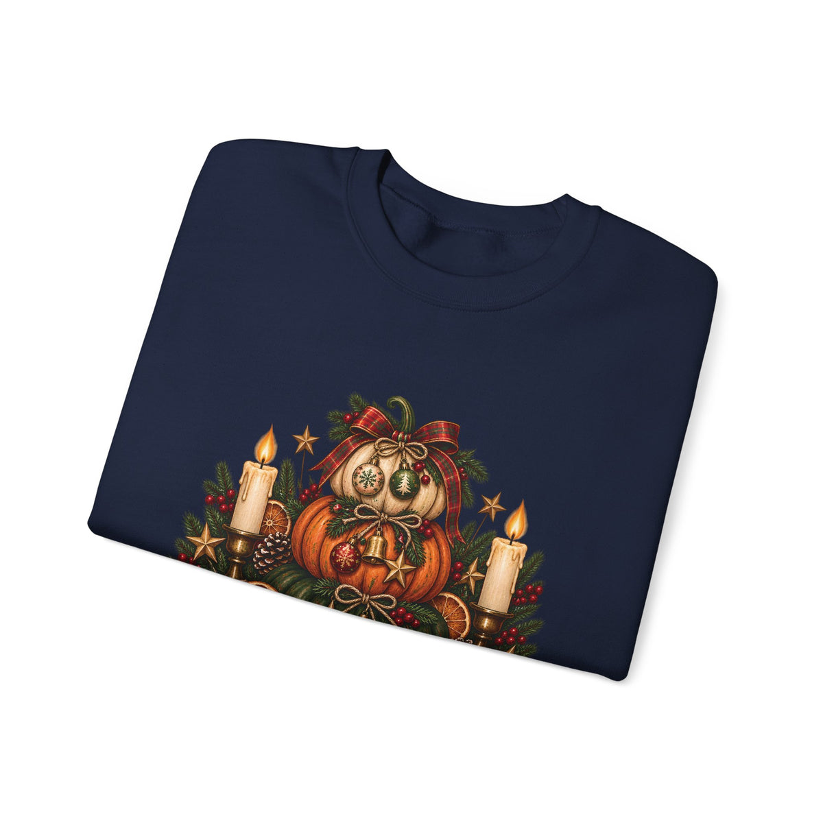 Harvest & Holly Crewneck Sweatshirt — Vintage Pumpkin Fall Graphic Sweatshirt