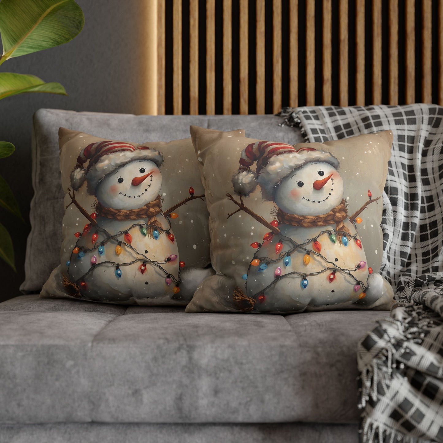Festive Snowman Throw Pillowcase — Vintage Christmas Decorative Cushion Cover