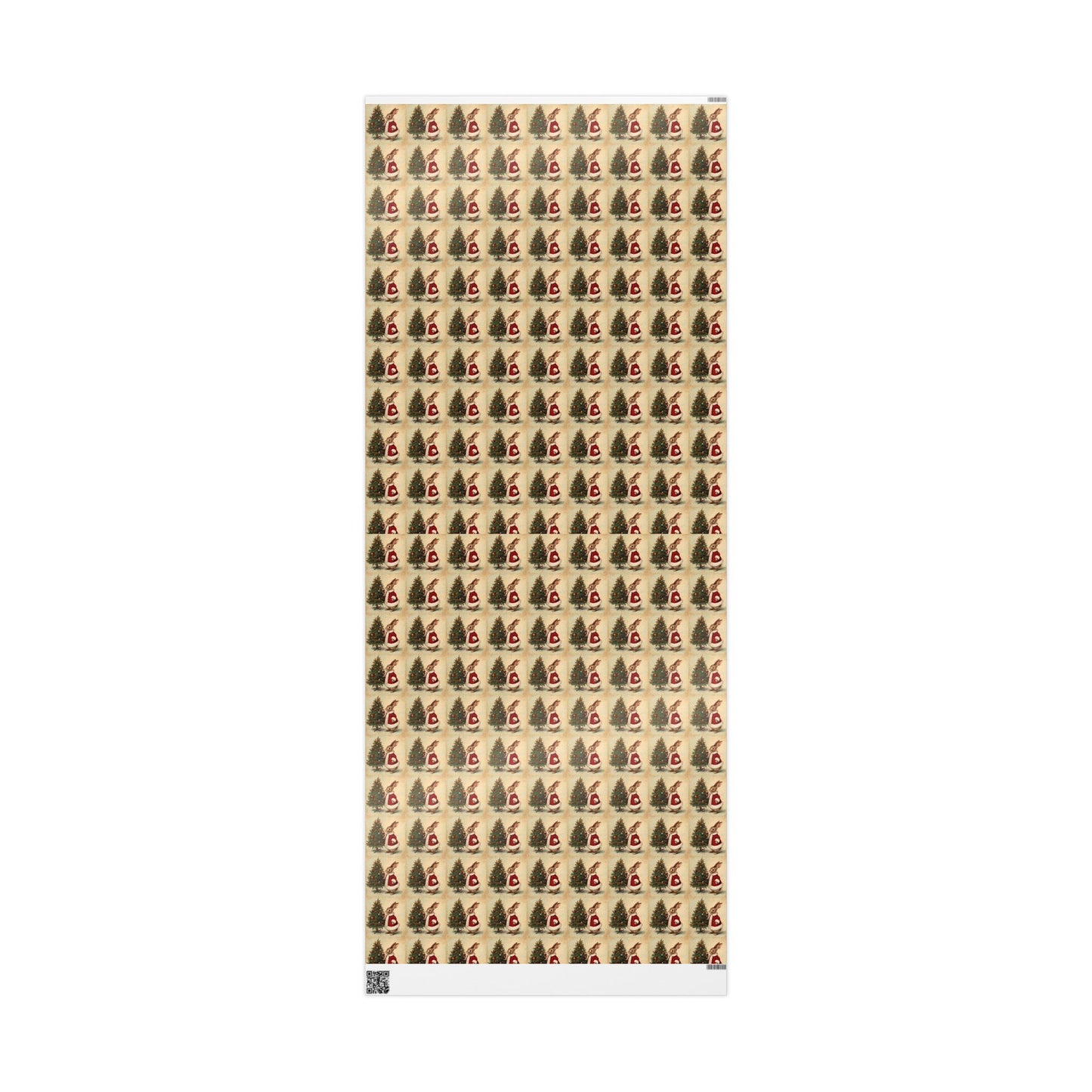 Vintage Christmas Wrapping Paper Roll - Vintage Holiday Gift Wrap with Bunny Design