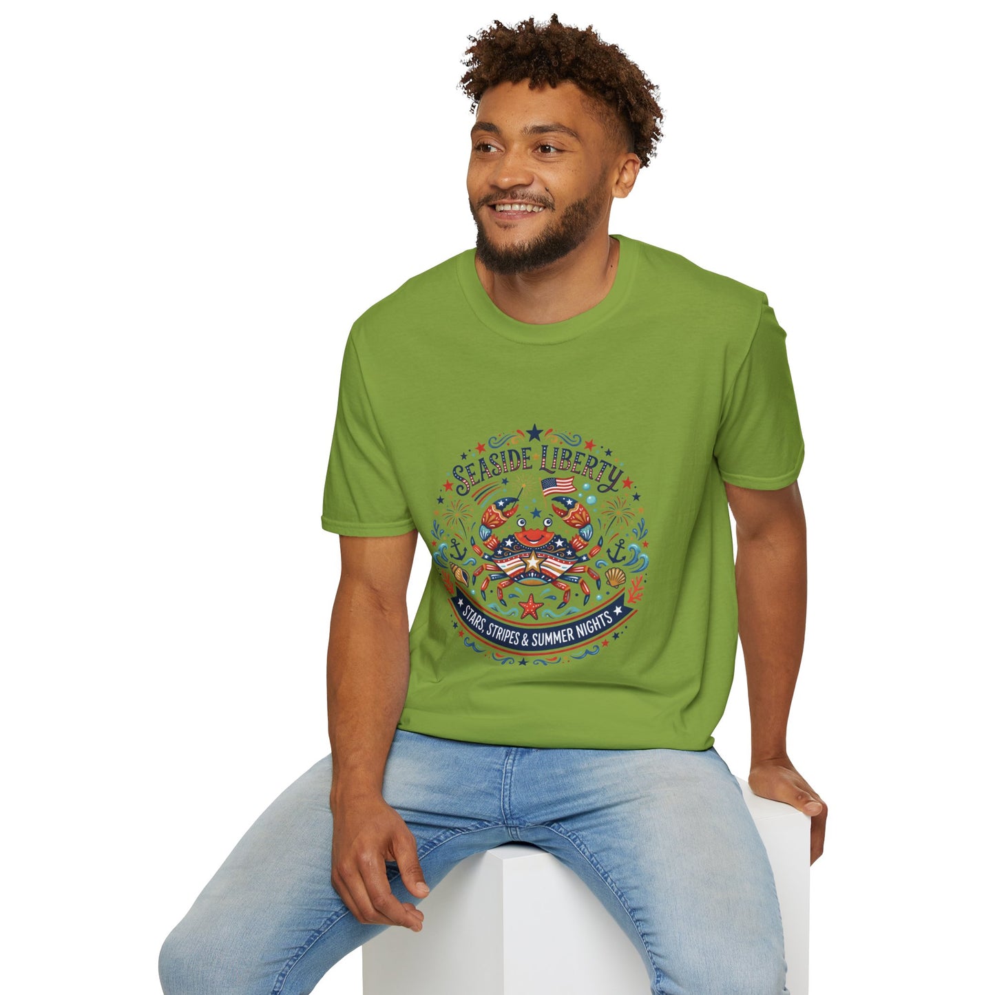 Seaside Liberty Crab T-Shirt — 4th of July Patriotic Summer Beach Tee