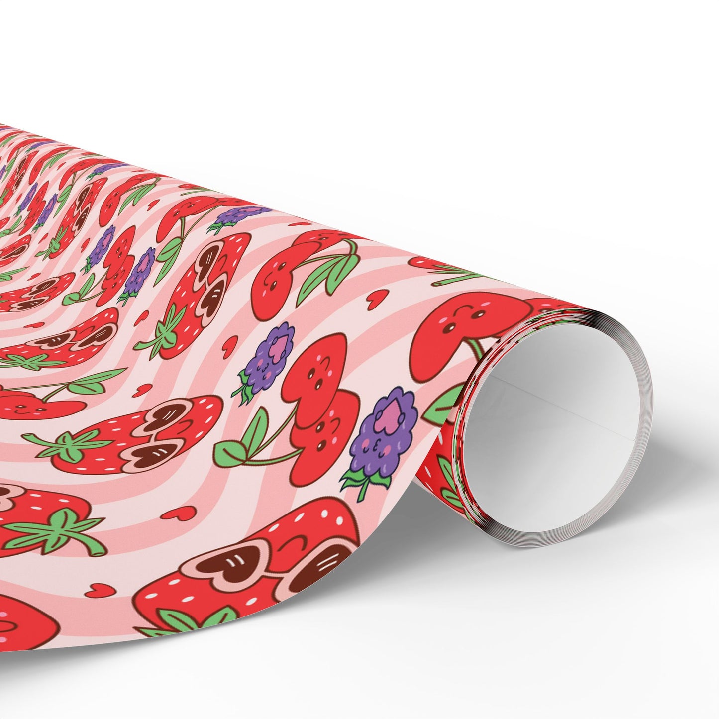 Strawberry Hearts Wrapping Paper Roll — Cute Valentine & Birthday Gift Wrap