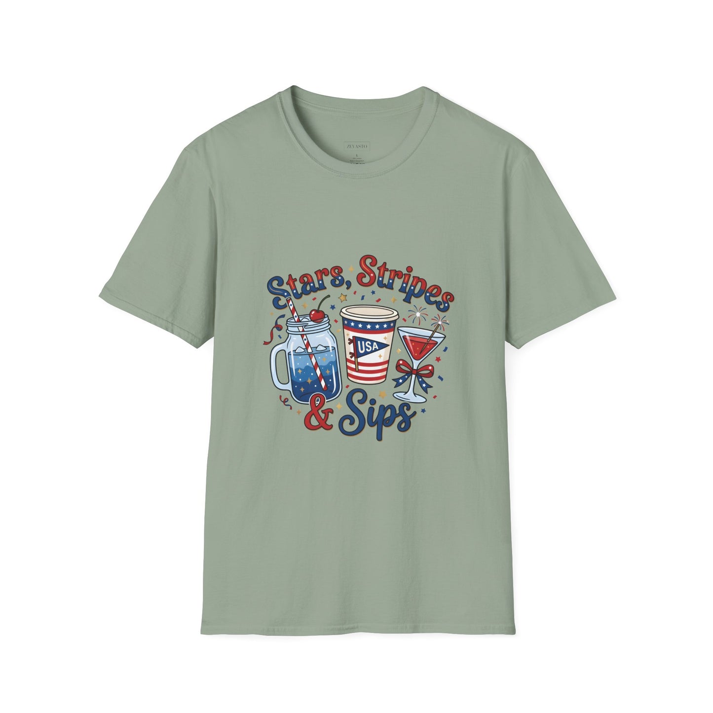 Patriotic "Stars, Stripes & Sips" T-Shirt