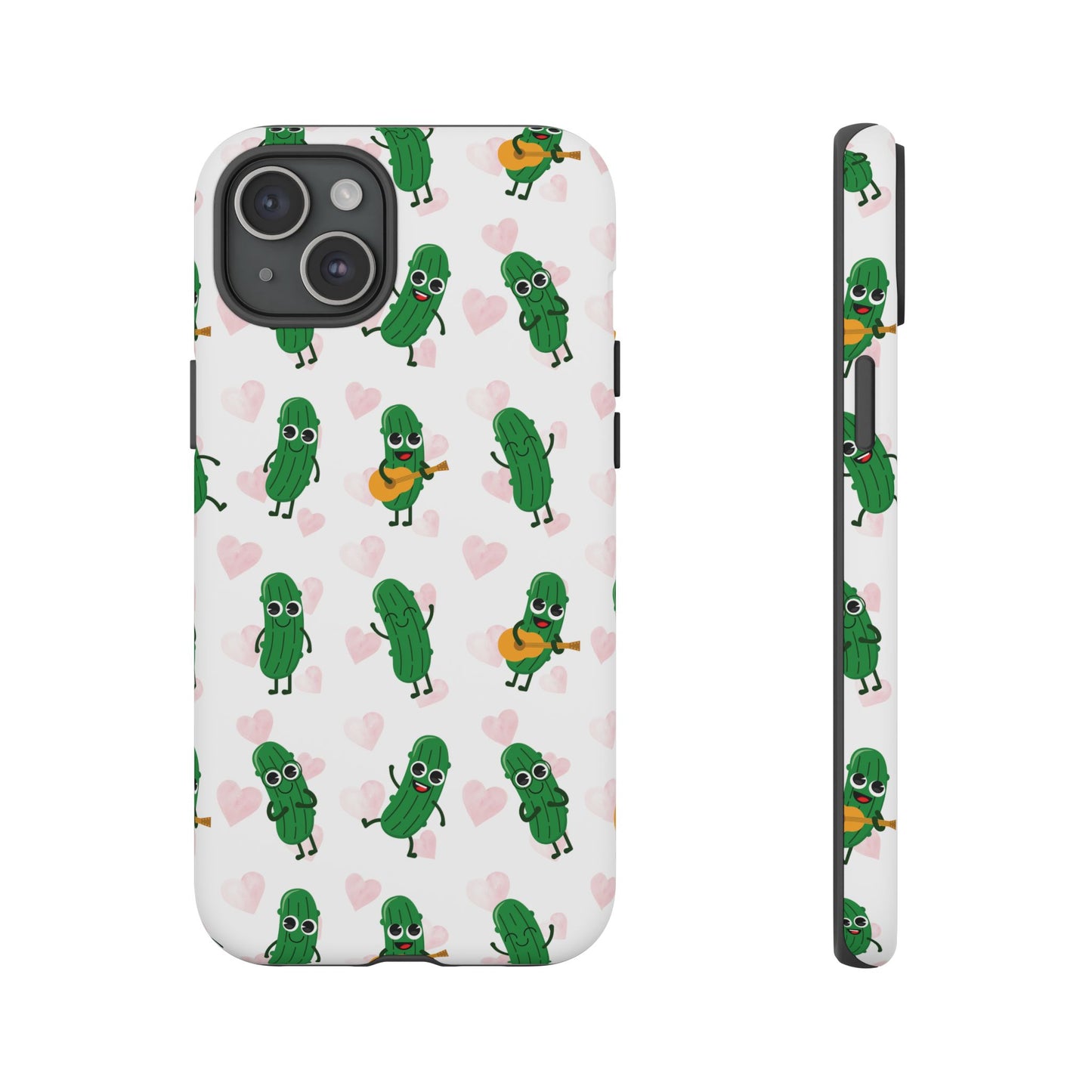 Pickle Pattern Phone Case — Cute Dancing Pickles with Hearts