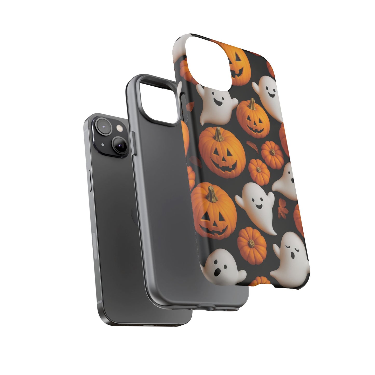 Halloween Phone Case, Spooky Ghosts and Pumpkins Design