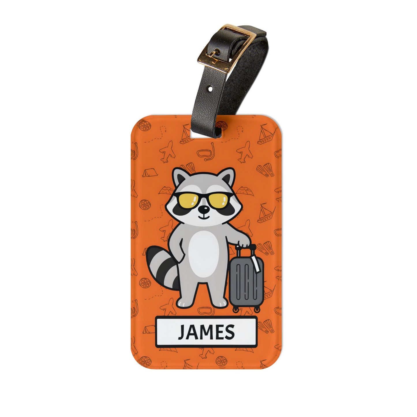 Personalized Raccoon Luggage Tag — Travel ID with Name
