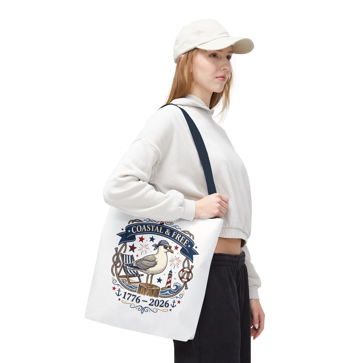 Coastal & Free Seagull Tote Bag — Patriotic 4th of July Beach Tote