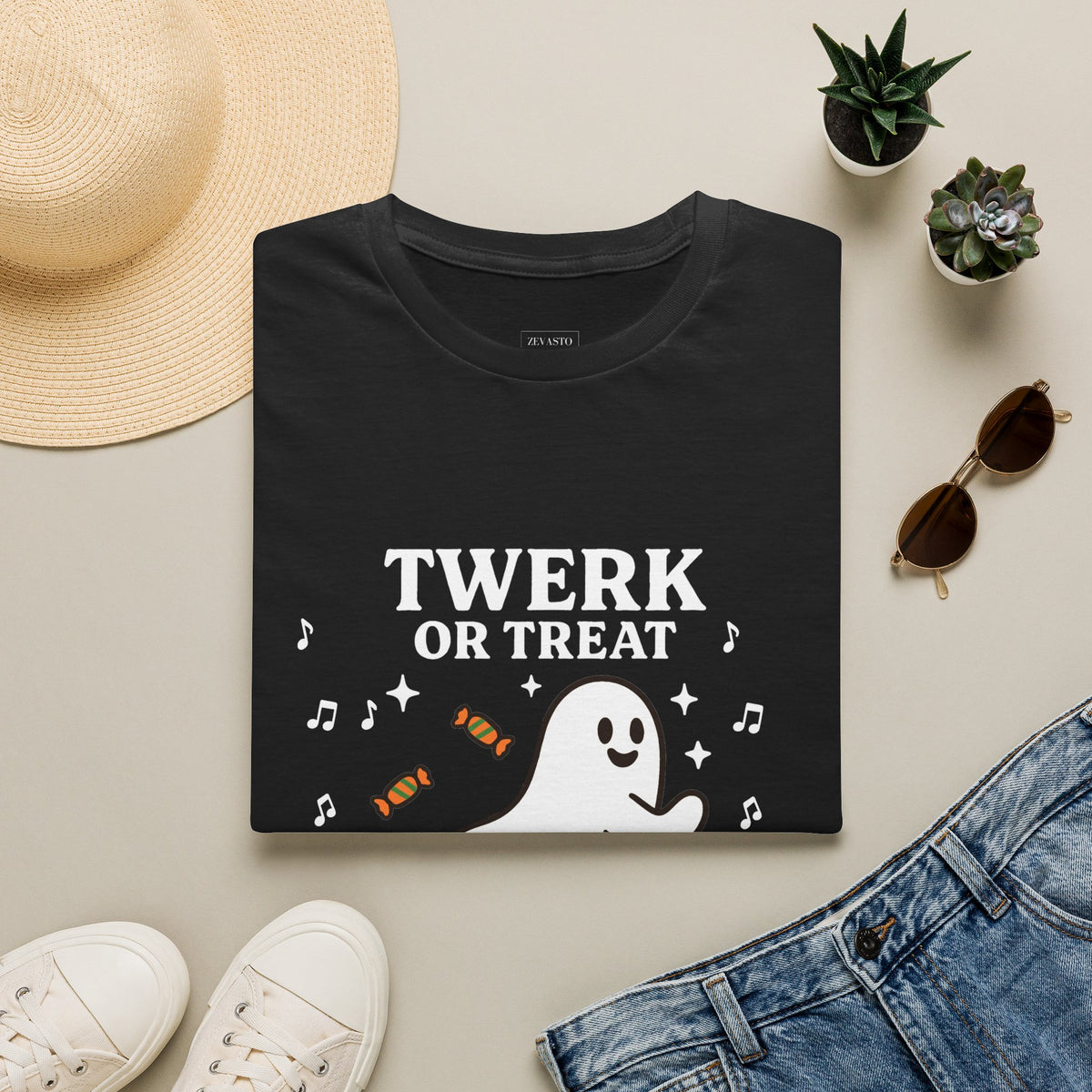 Whimsical Halloween T-Shirt for Adults, Fun Ghost Tee, Twerk or Treat Shirt, Unisex Costume Top, Spooky Celebration Apparel