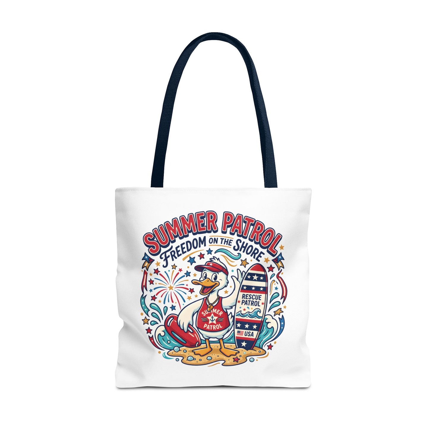 Summer Patrol Beach Tote Bag – 'Freedom on the Shore' Patriotic Design, 4th of July Gift