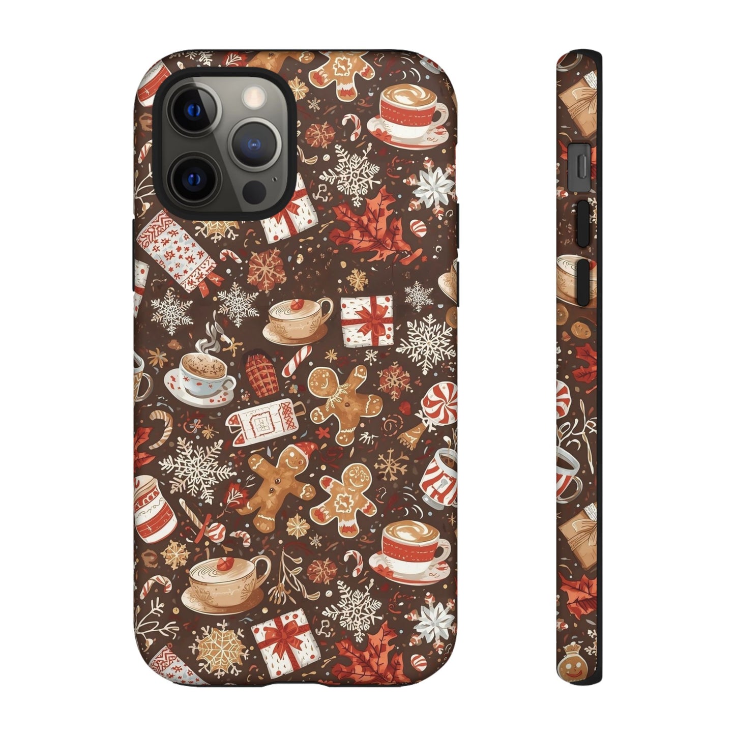 Christmas Phone Case, Festive Holiday Phone Case with Gingerbread and Cocoa Design for Iphone 17, 16, 15, 14, 13, 12, 11 & Samsung