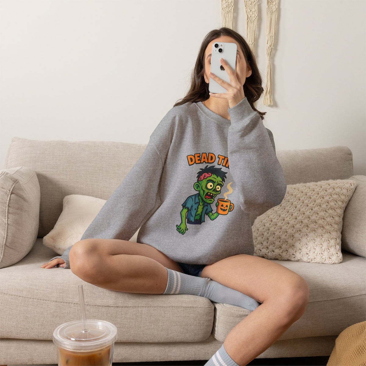 Dead Tired Zombie Sweatshirt, Funny Halloween Crewneck, Spooky Season Apparel