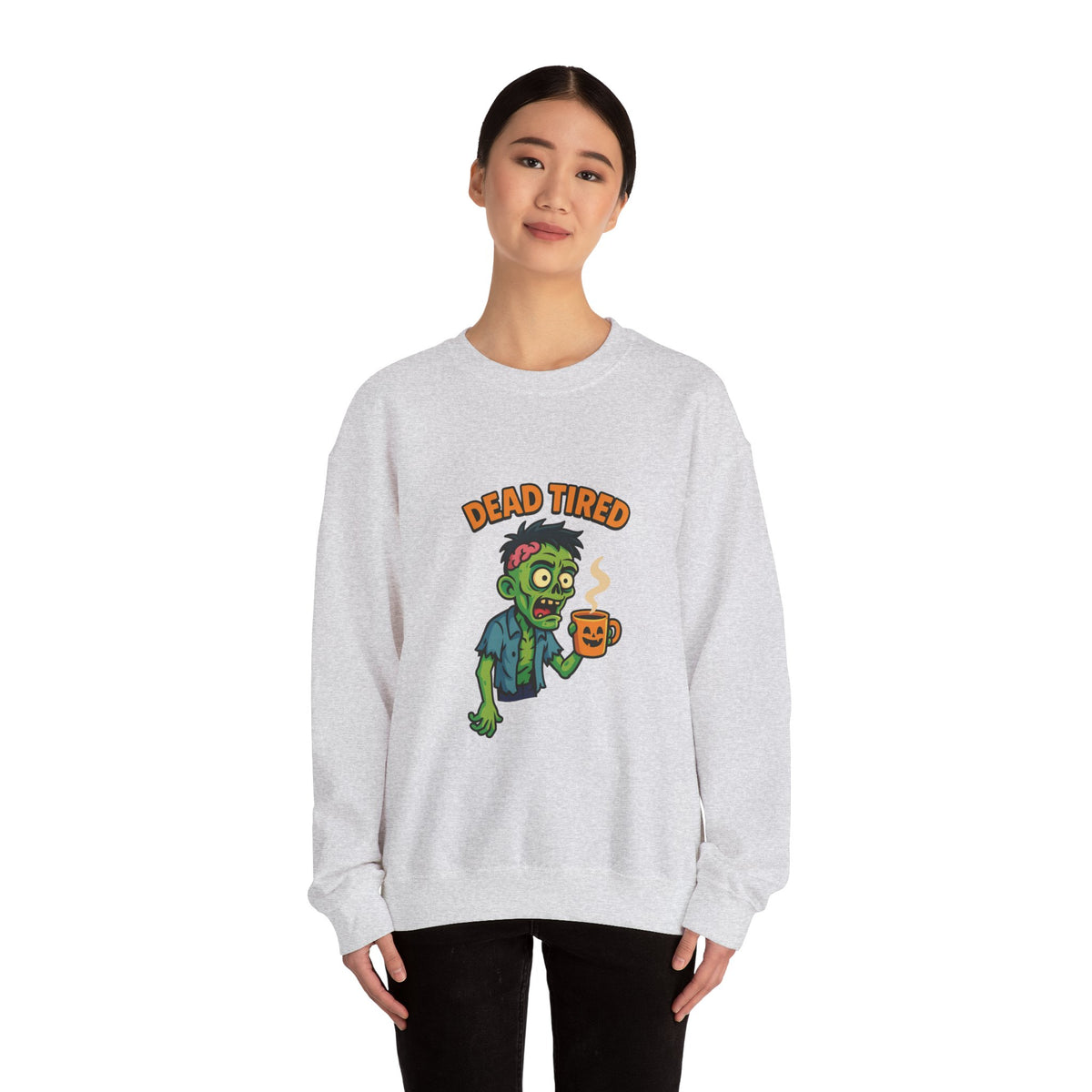 Dead Tired Zombie Sweatshirt, Funny Halloween Crewneck, Spooky Season Apparel