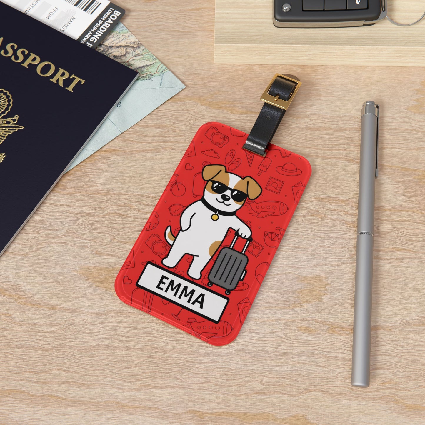 Personalized Dog Luggage Tag – Custom Name Travel ID Tag
