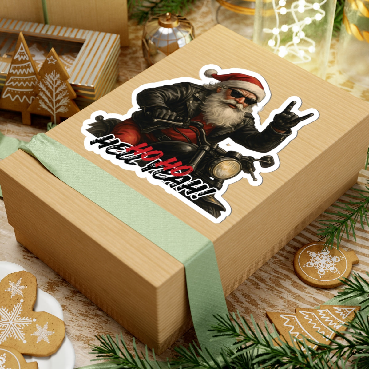 Rocker Santa Christmas Sticker, 4 Size Option