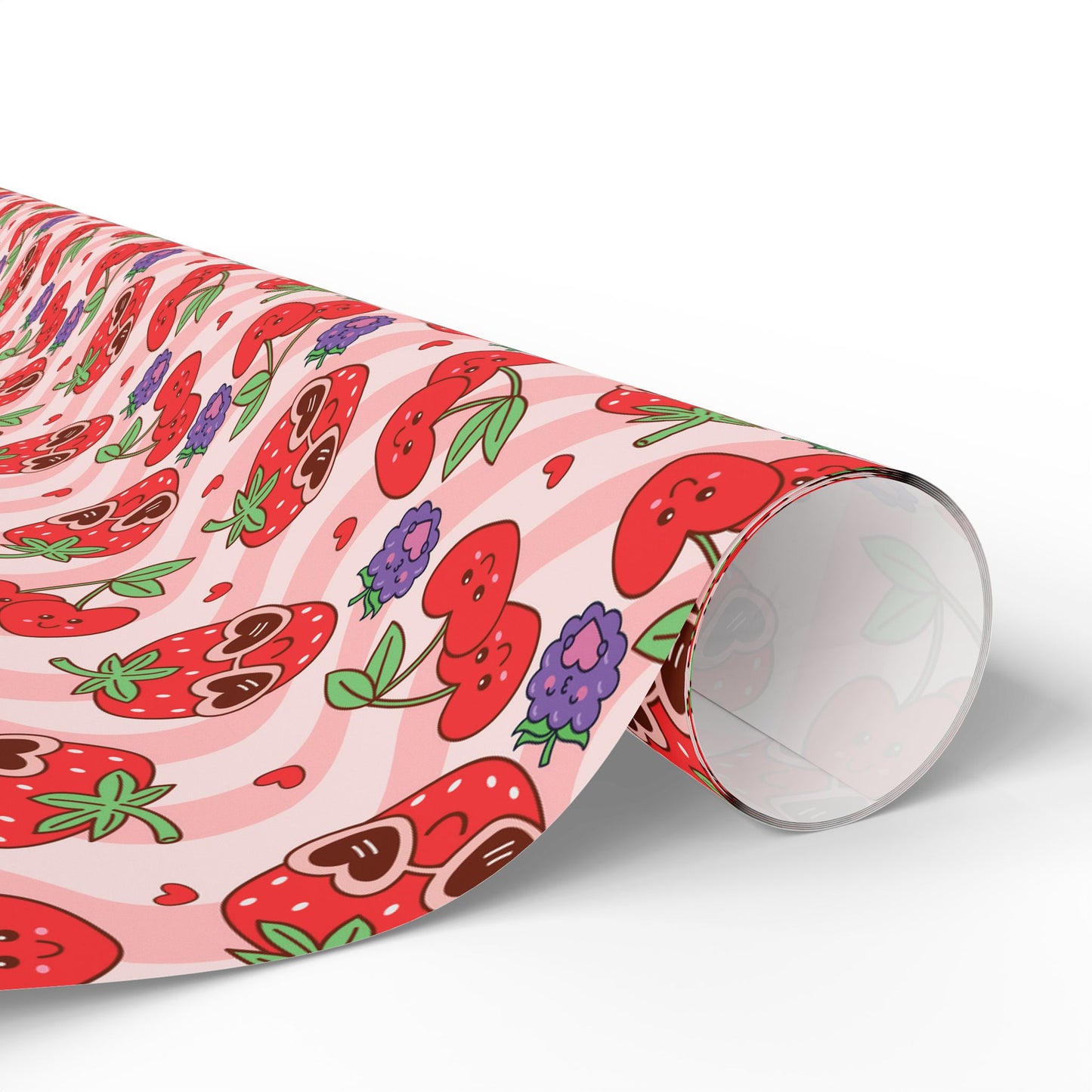Strawberry Hearts Wrapping Paper Roll — Cute Valentine & Birthday Gift Wrap