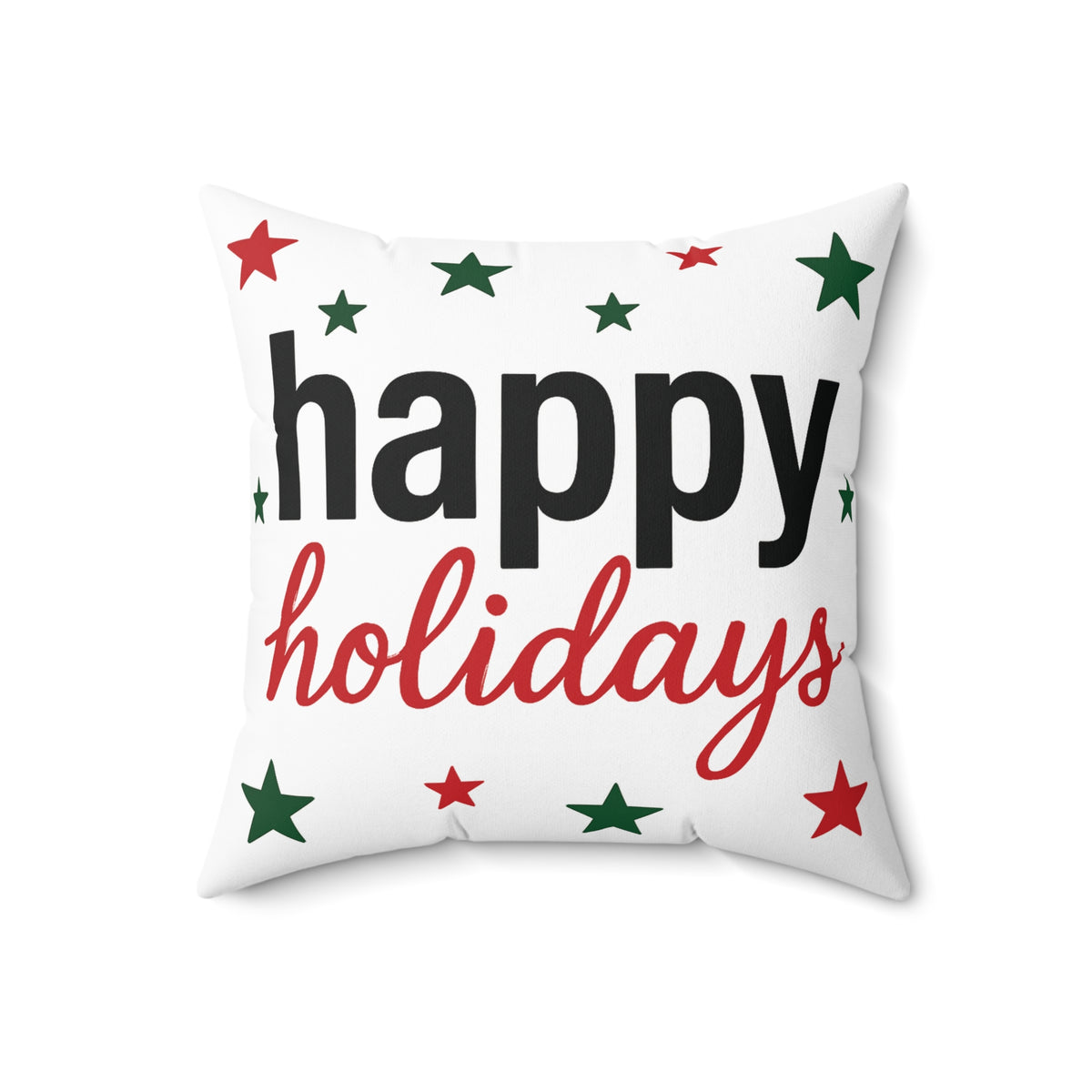 Happy Holidays Square Throw Pillow — Festive Christmas Decor