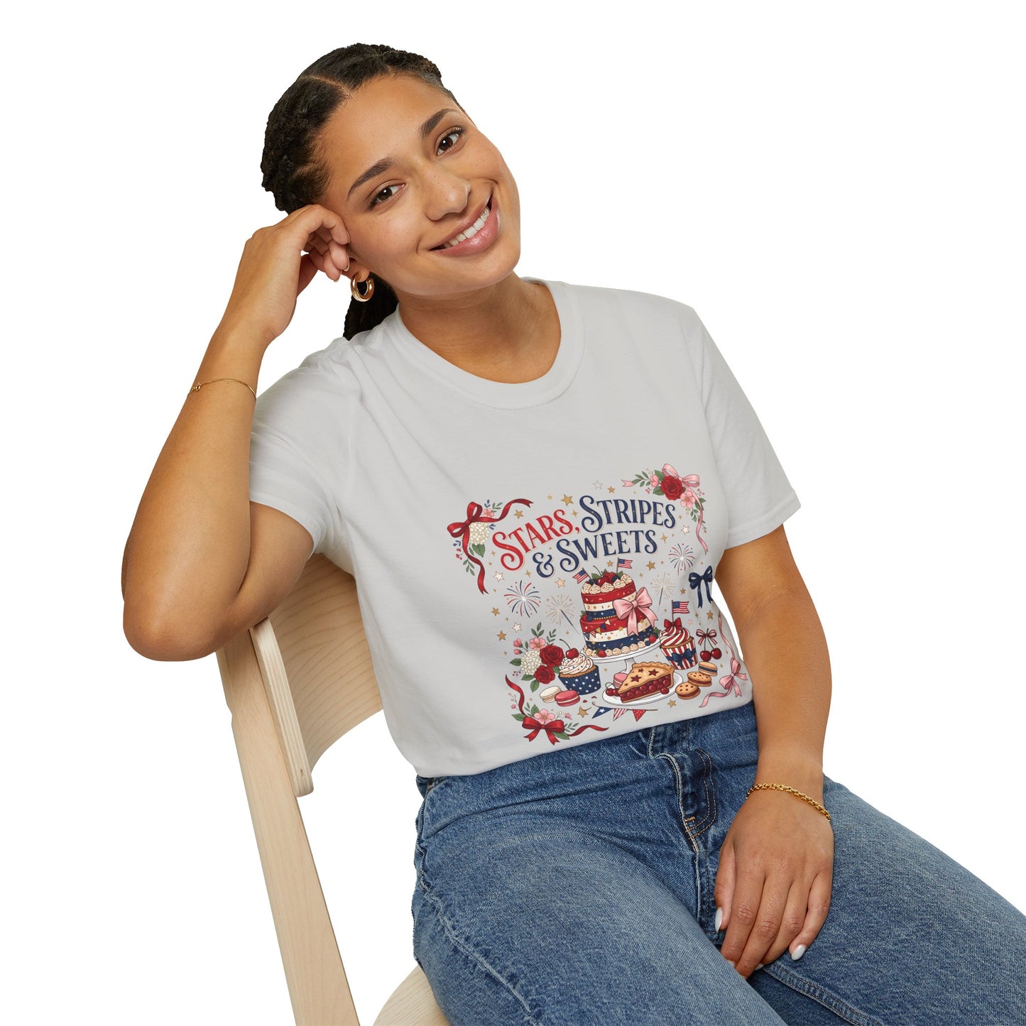 Stars, Stripes & Sweets T-Shirt — Patriotic 4th of July Dessert Graphic Tee
