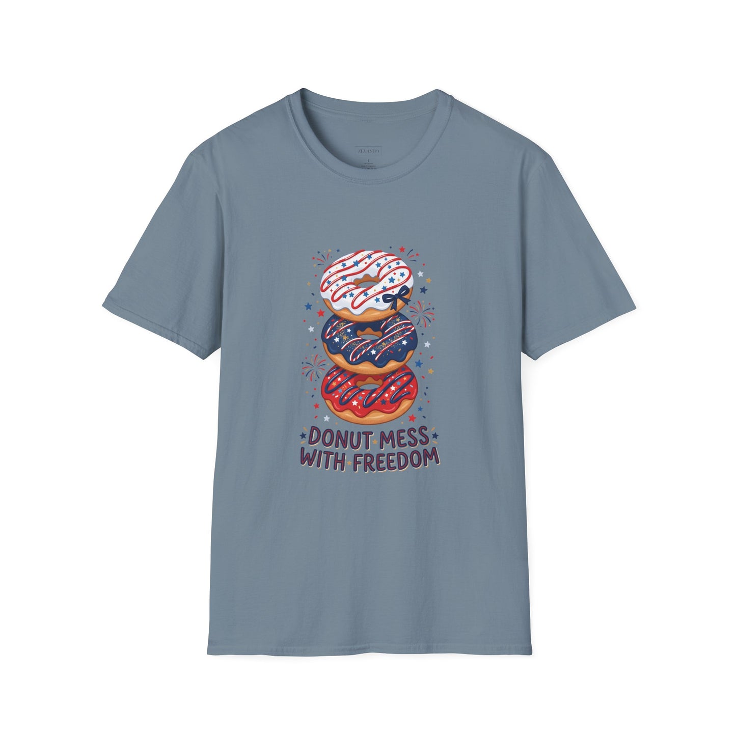 Donut Mess With Freedom T-Shirt — Patriotic Donut Stack 4th of July Tee