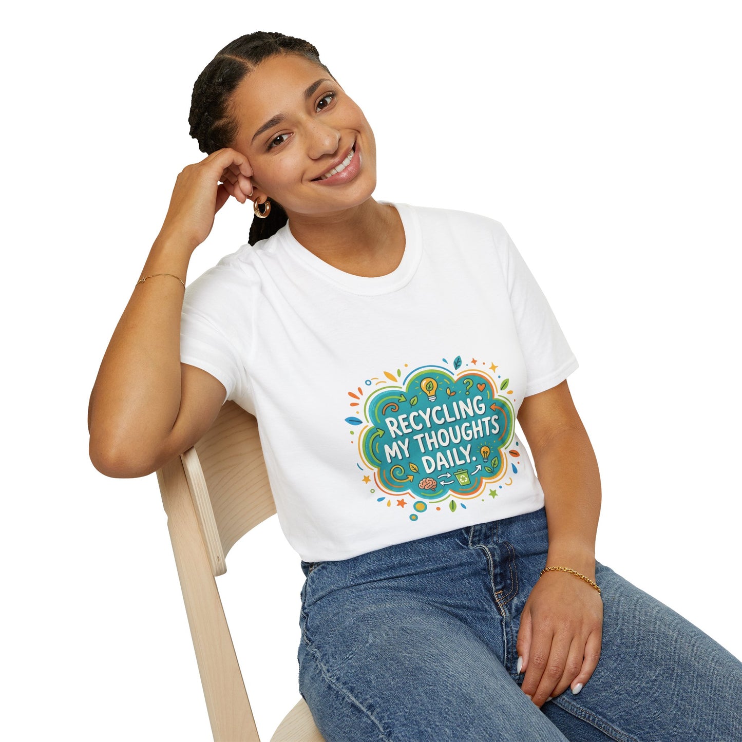 Recycling My Thoughts Daily T-Shirt — Eco Positive Graphic Tee, Earth Day Gift
