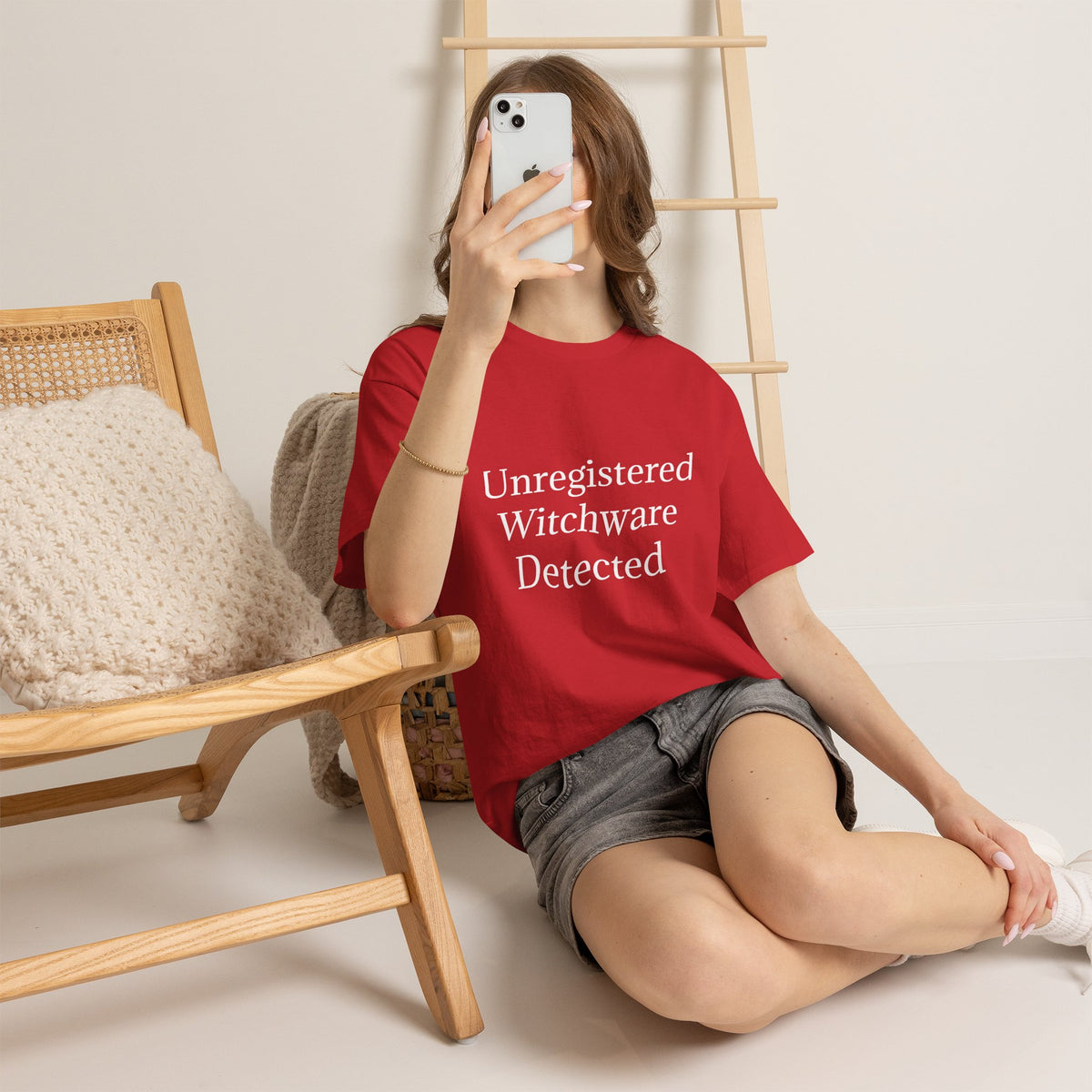 Unisex Heavy Cotton Tee - Unregistered Witchware Detected, Witchy Apparel, Halloween Tee
