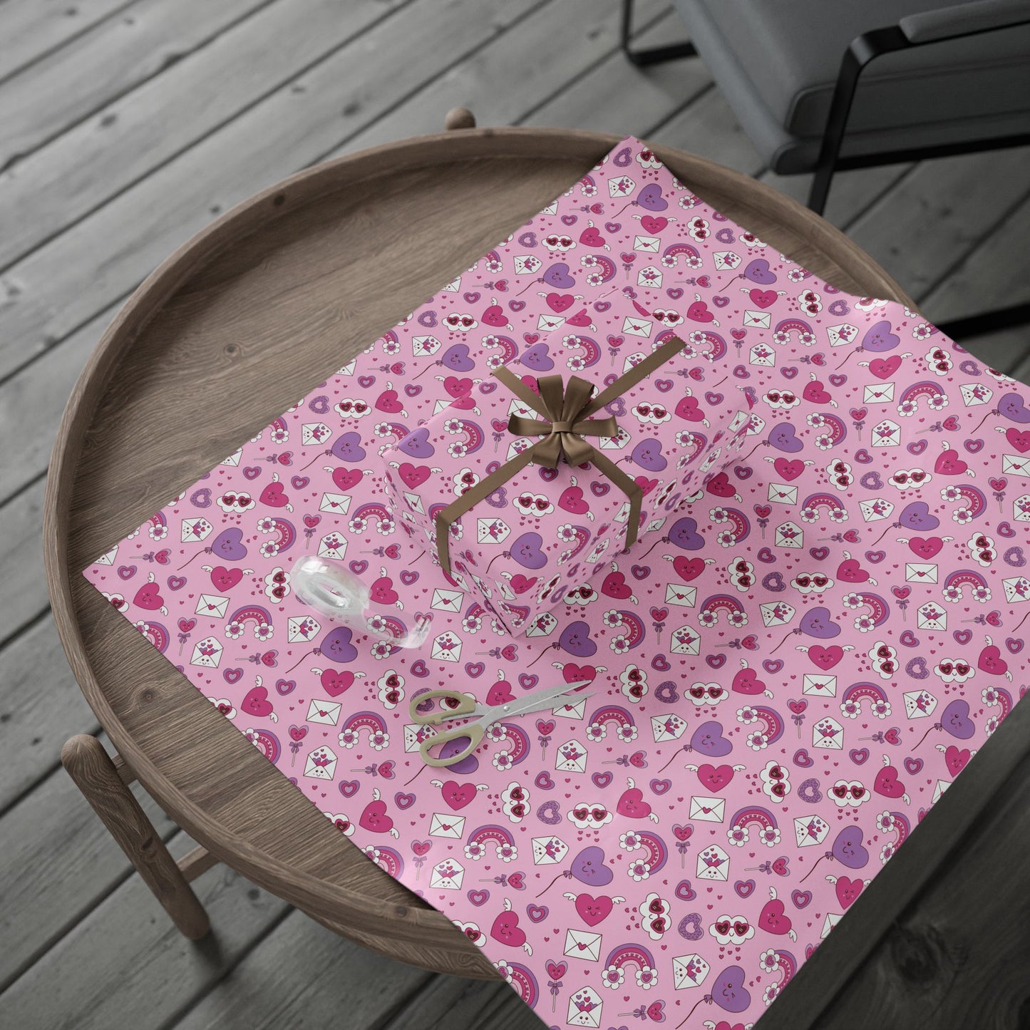 Valentine Pink Hearts & Love Notes Wrapping Paper Roll — Cute Romantic Gift Wrap