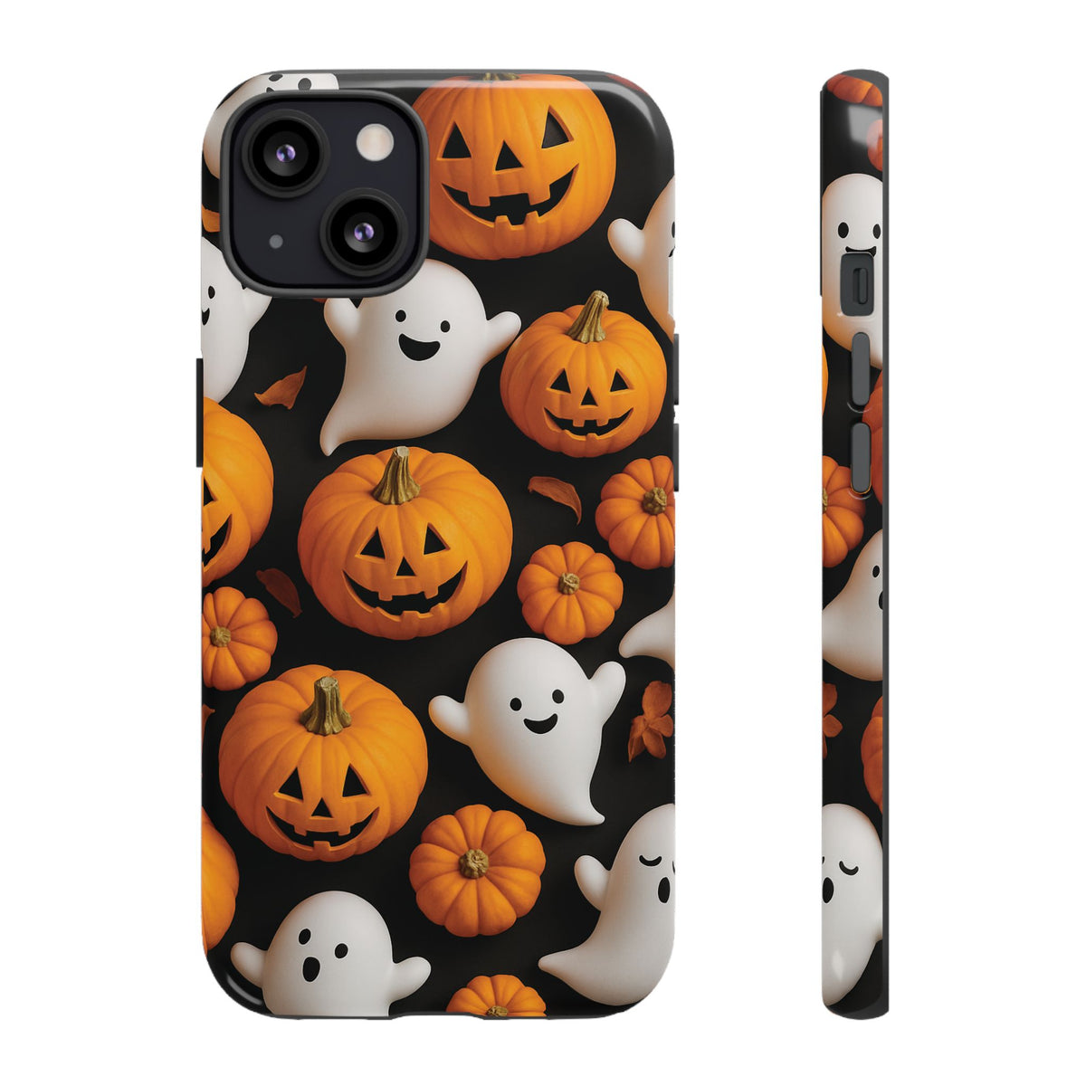Halloween Phone Case, Spooky Ghosts and Pumpkins Design