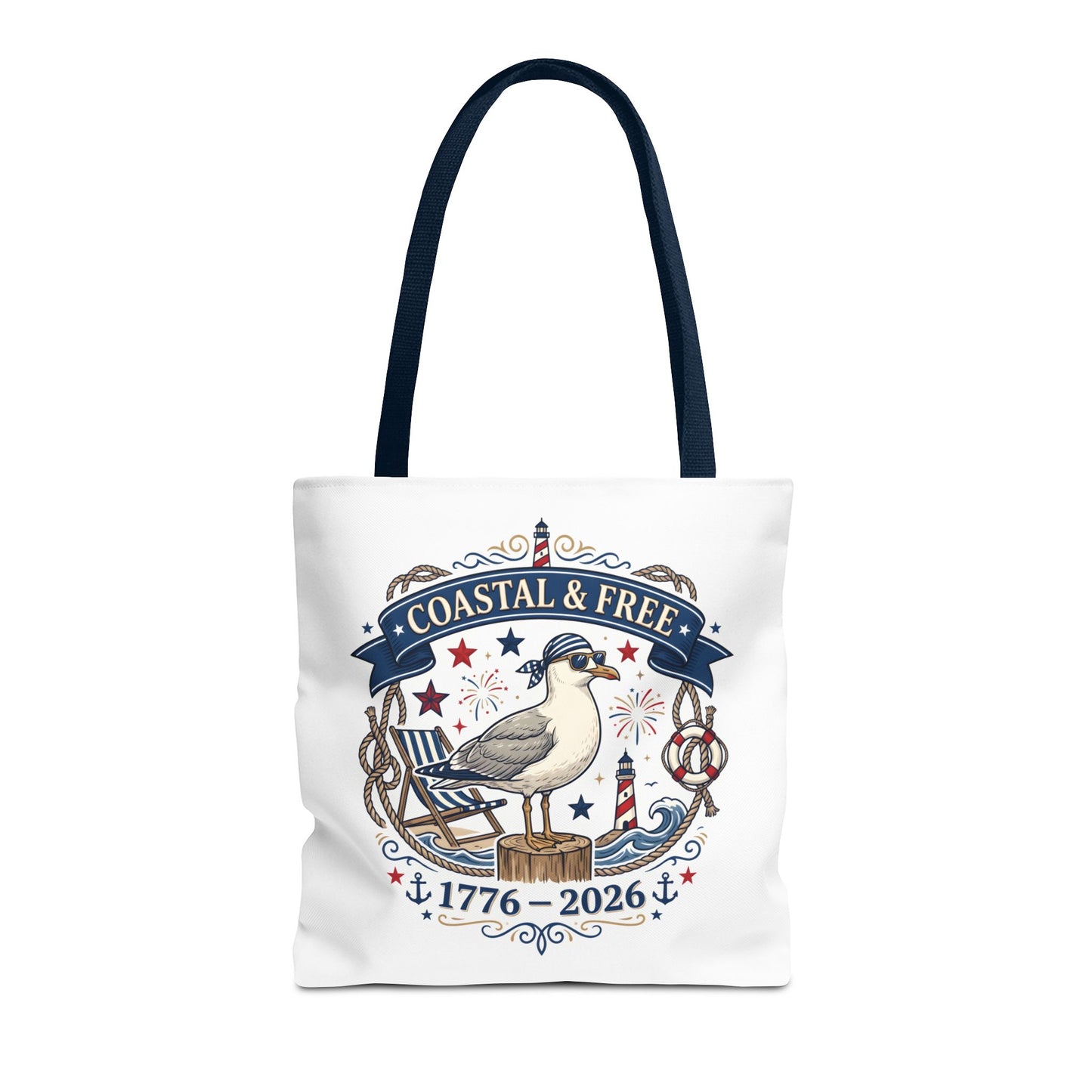 Coastal & Free Seagull Tote Bag — Patriotic 4th of July Beach Tote