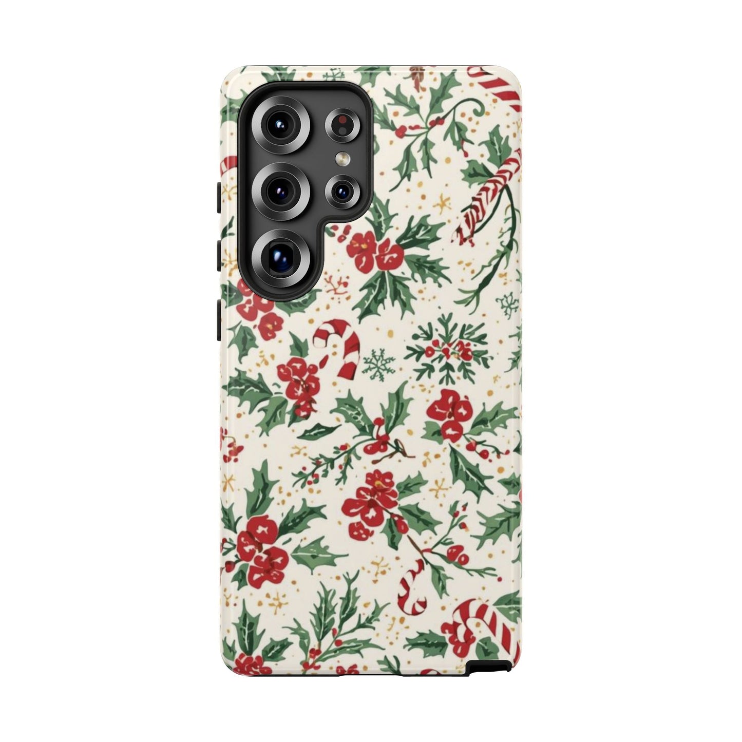 Christmas Themed Phone Case, Festive Floral Dual Layer Phone Case for Iphone 17, 16, 15, 14, 13, 12, 11 & Samsung