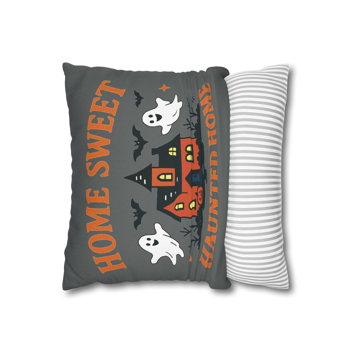 Halloween Themed Square Pillowcase, Home Sweet Haunted Home Decor