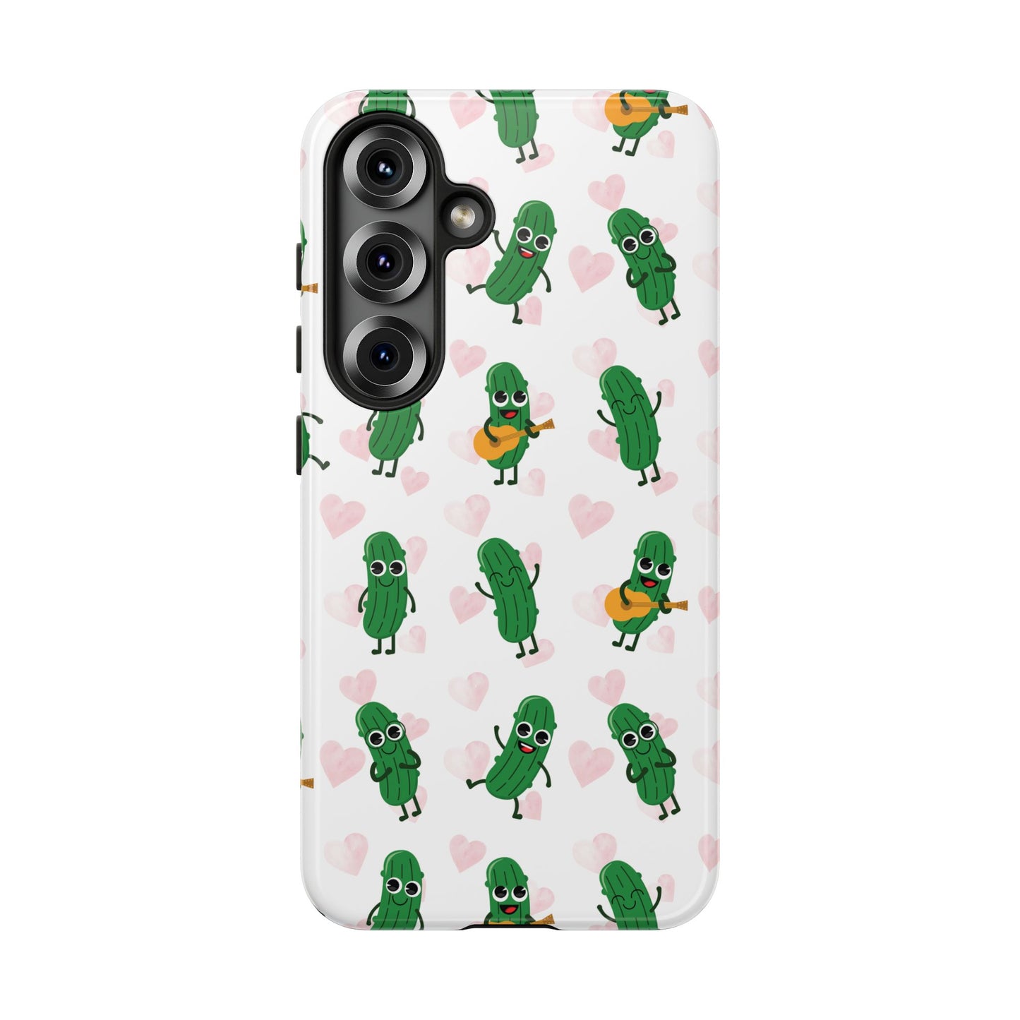 Pickle Pattern Phone Case — Cute Dancing Pickles with Hearts