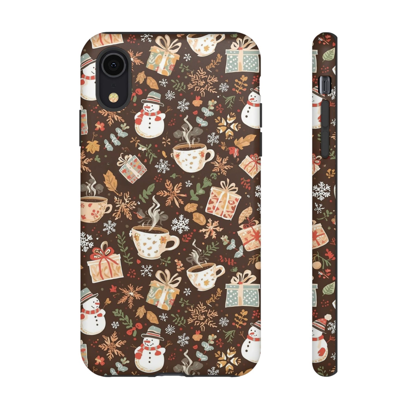 Christmas Phone Case, Winter Holiday Phone Case with Snowmen and Gifts Design for Iphone 17, 16, 15, 14, 13, 12, 11 & Samsung