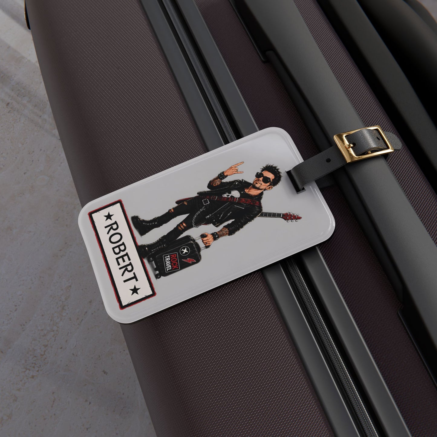 Rocker Design Personalized Luggage Tag — Custom Name Travel ID