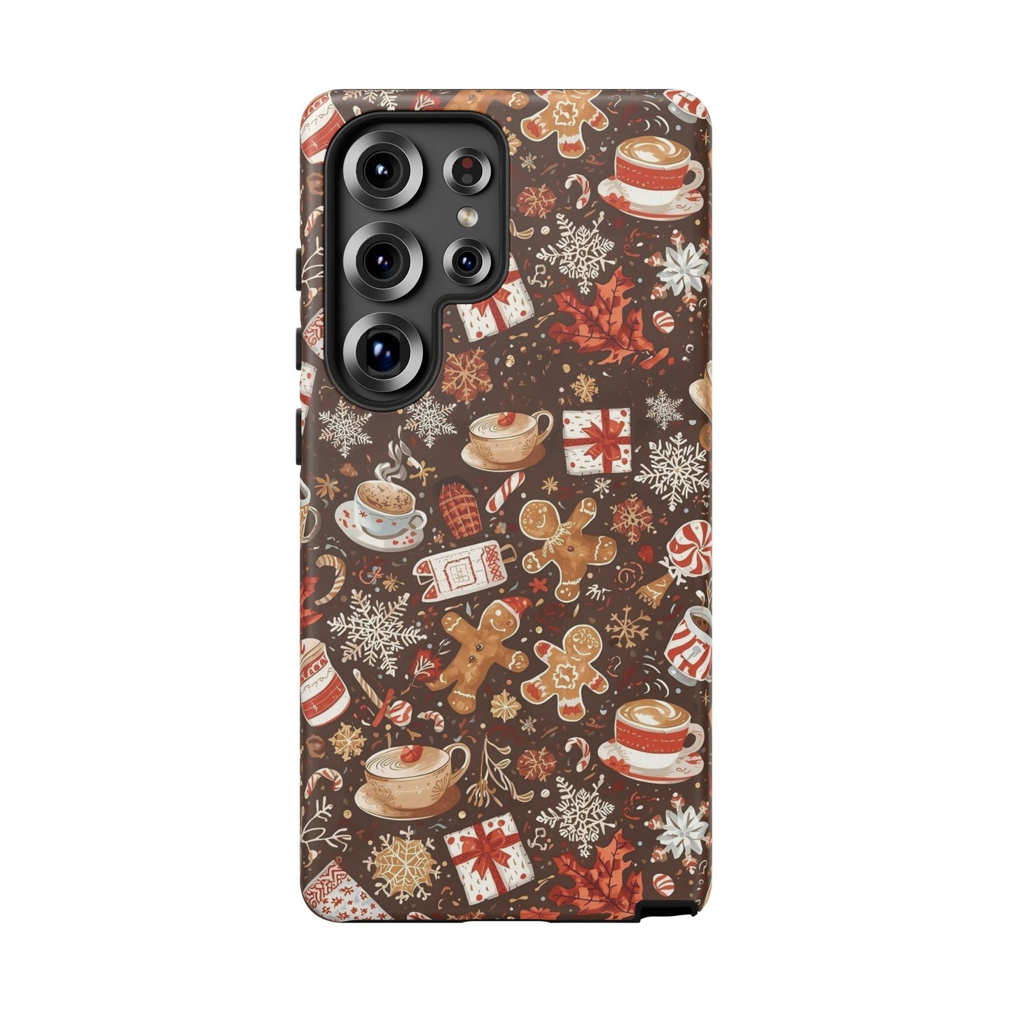 Christmas Phone Case, Festive Holiday Phone Case with Gingerbread and Cocoa Design for Iphone 17, 16, 15, 14, 13, 12, 11 & Samsung