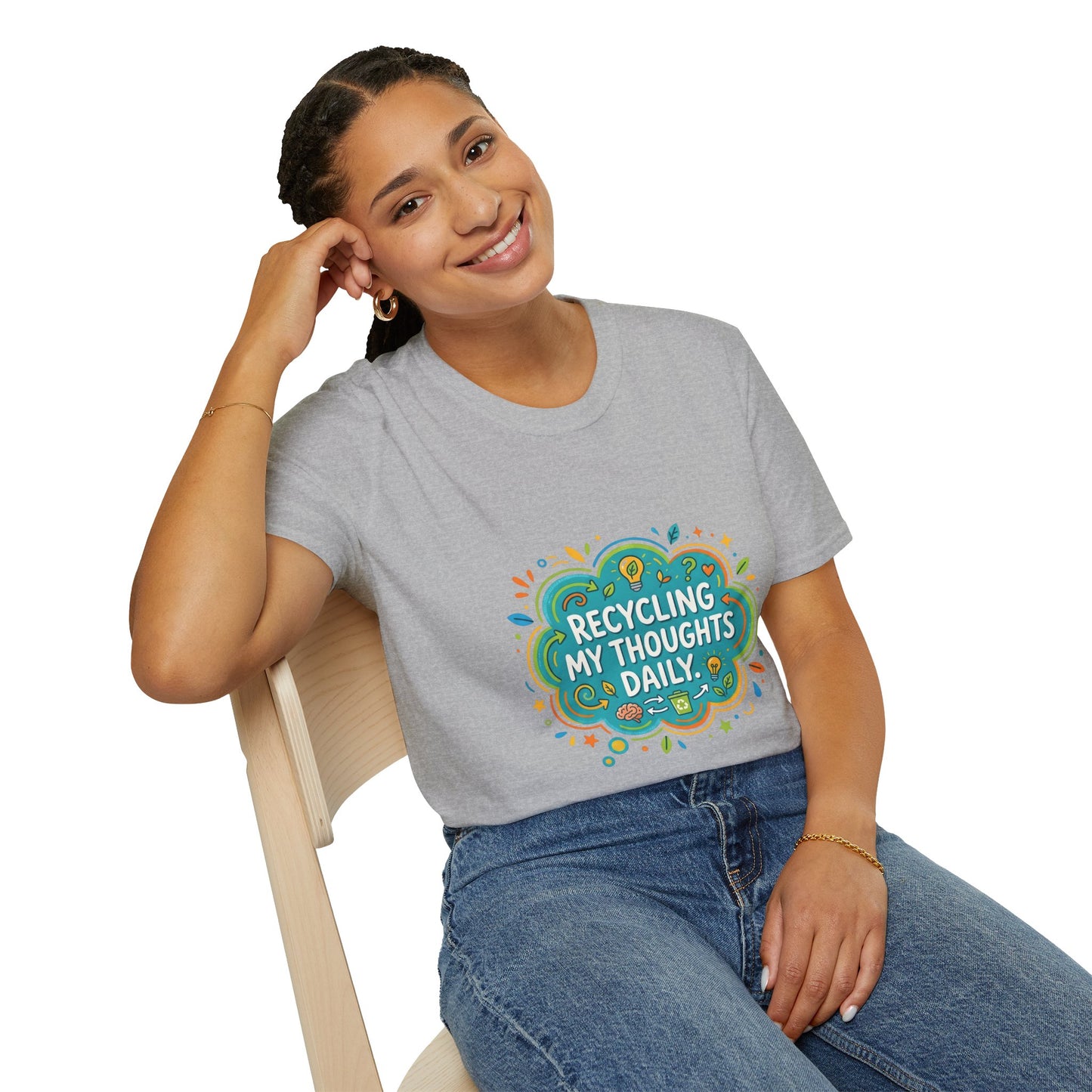 Recycling My Thoughts Daily T-Shirt — Eco Positive Graphic Tee, Earth Day Gift