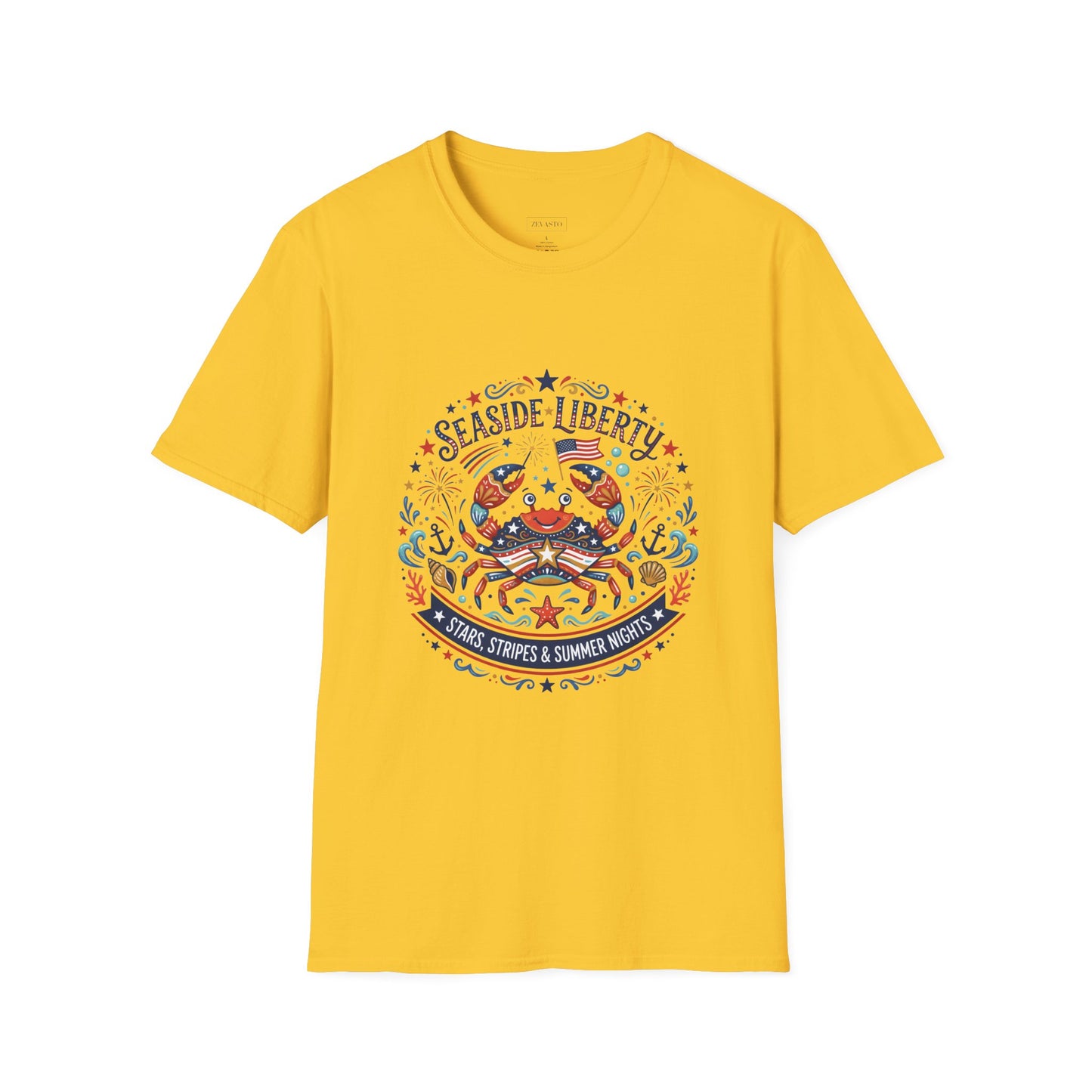 Seaside Liberty Crab T-Shirt — 4th of July Patriotic Summer Beach Tee