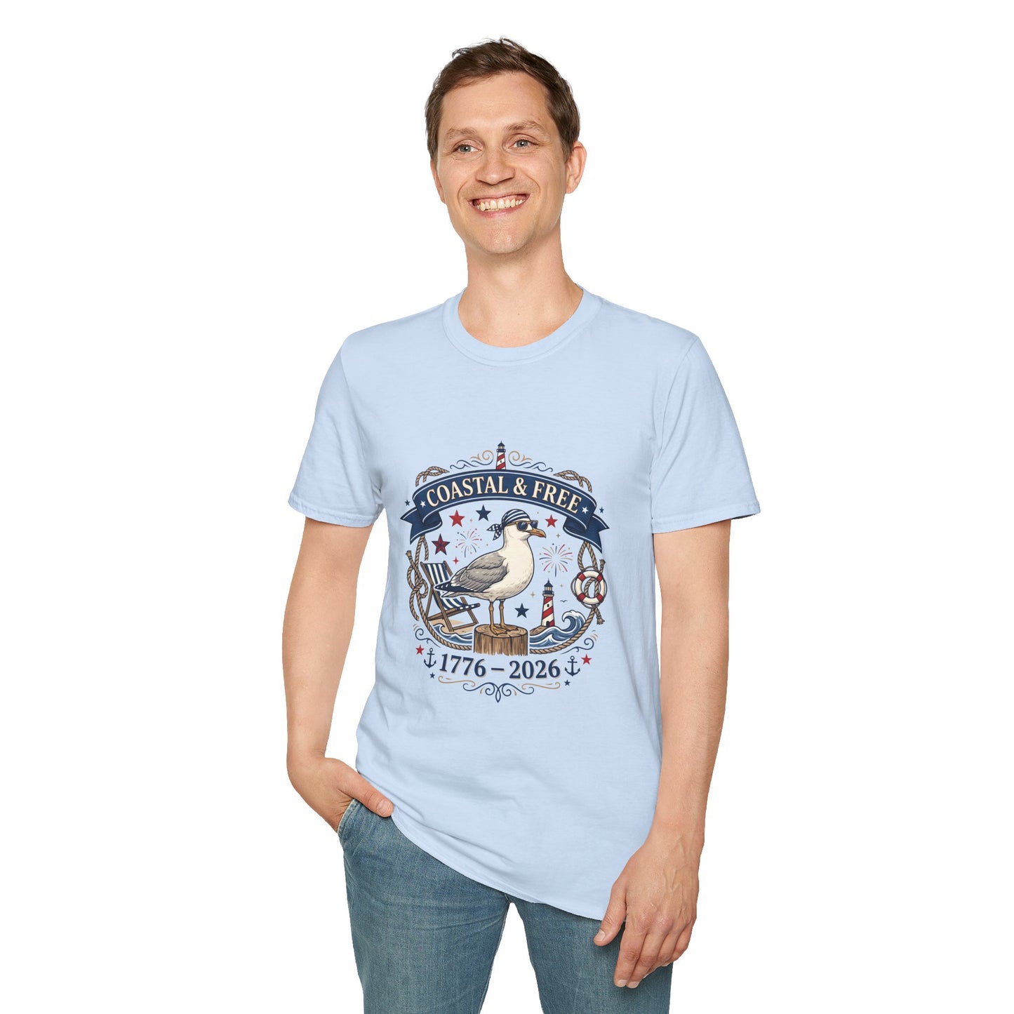 Coastal & Free Seagull T-Shirt — Patriotic 4th of July Tee