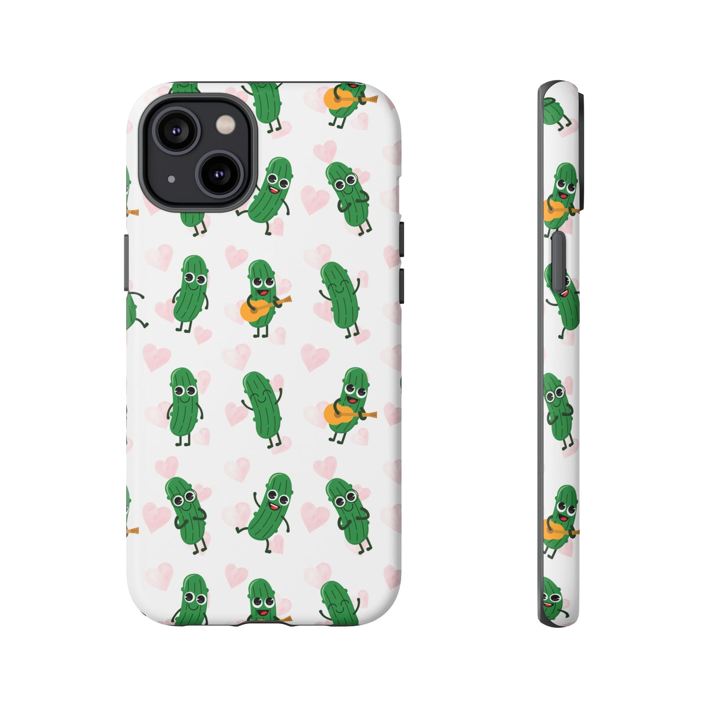 Pickle Pattern Phone Case — Cute Dancing Pickles with Hearts