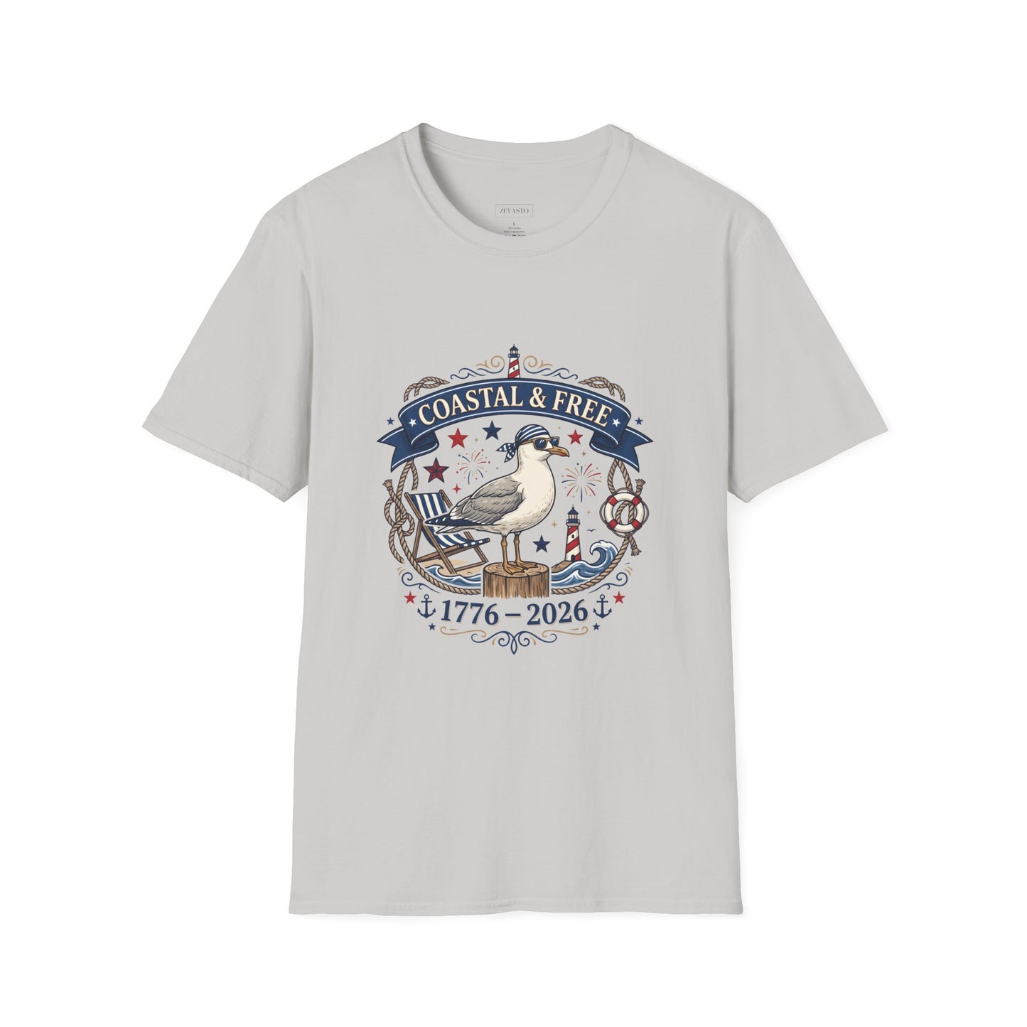 Coastal & Free Seagull T-Shirt — Patriotic 4th of July Tee