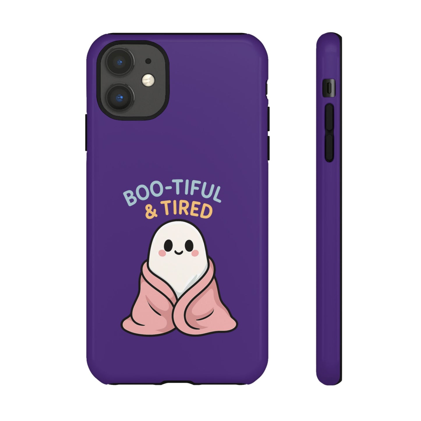 Boo-Tiful & Tired Phone Case, Halloween-Themed Design