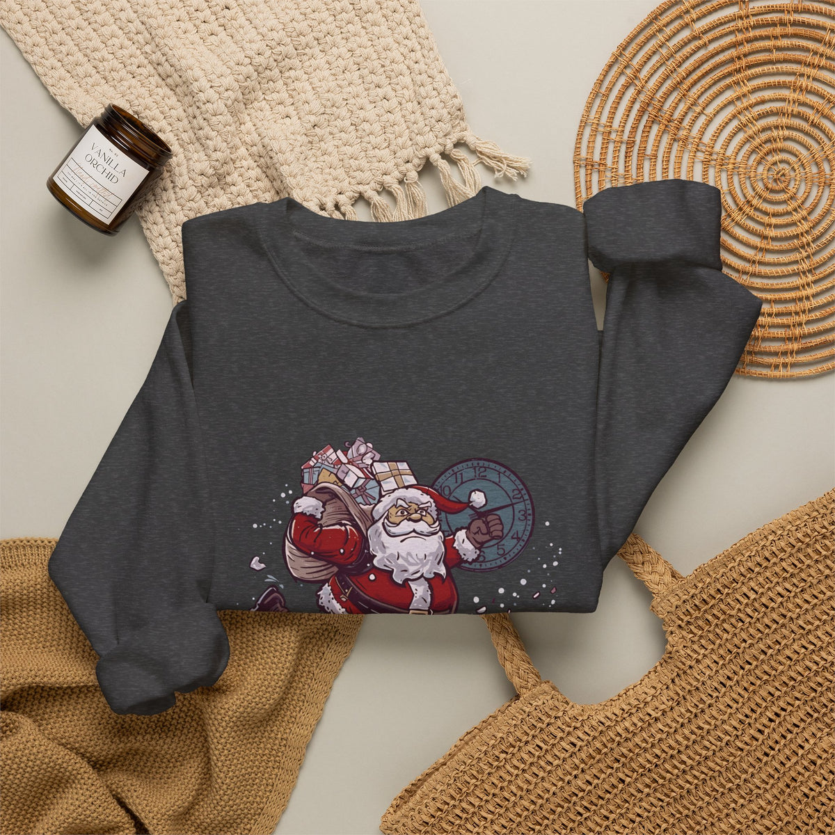 Santa Cardio Sweatshirt - Holiday Funny Gift, Christmas Apparel, Unisex Crewneck, Santa Workout