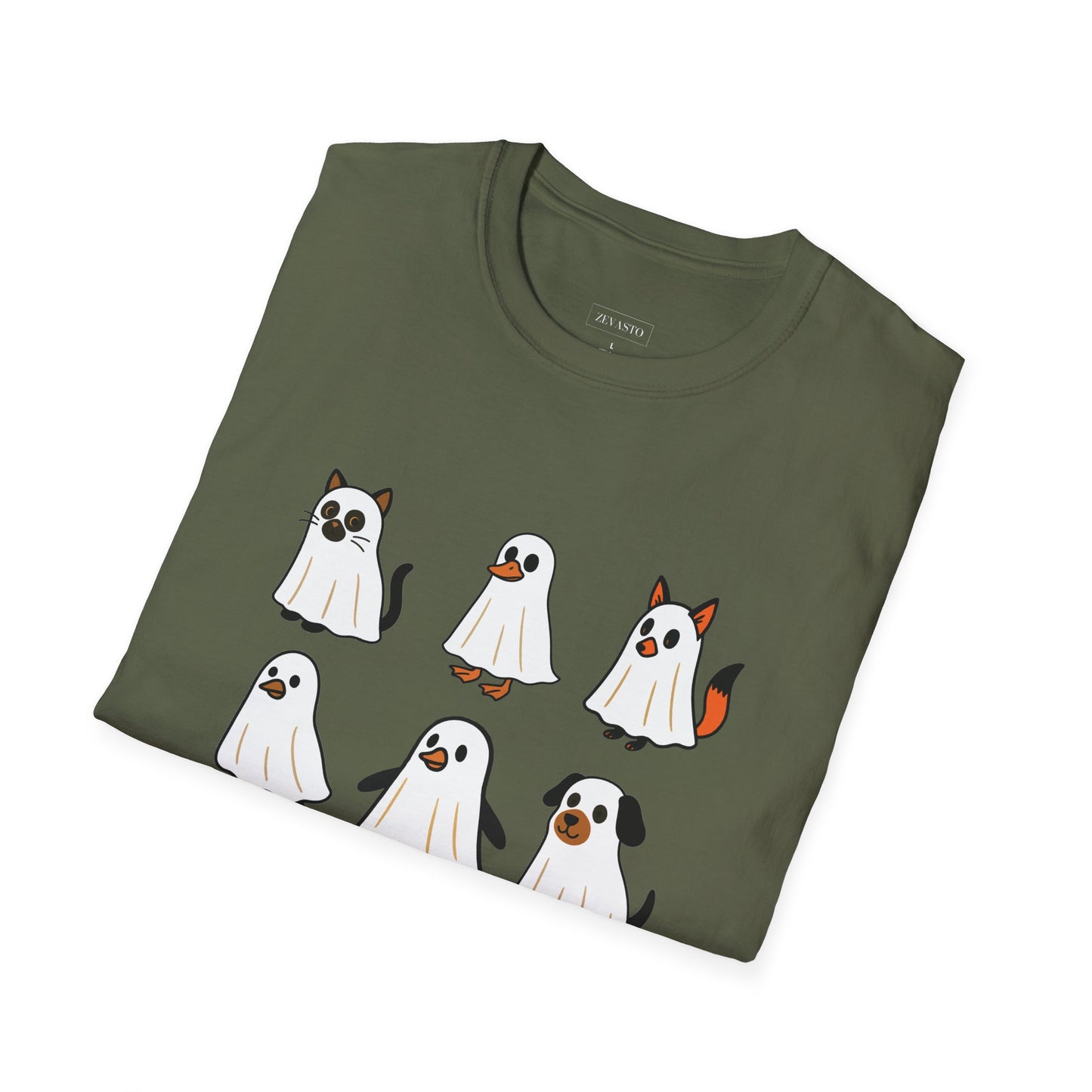 Cute Ghost Cartoon Unisex T-Shirt, Halloween Tee, Pet Lover Gift, Whimsical Shirt, Fun Casual Wear