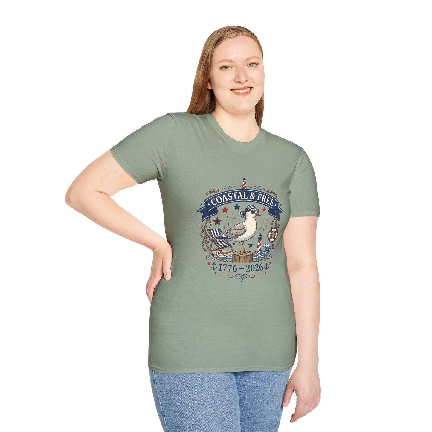 Coastal & Free Seagull T-Shirt — Patriotic 4th of July Tee
